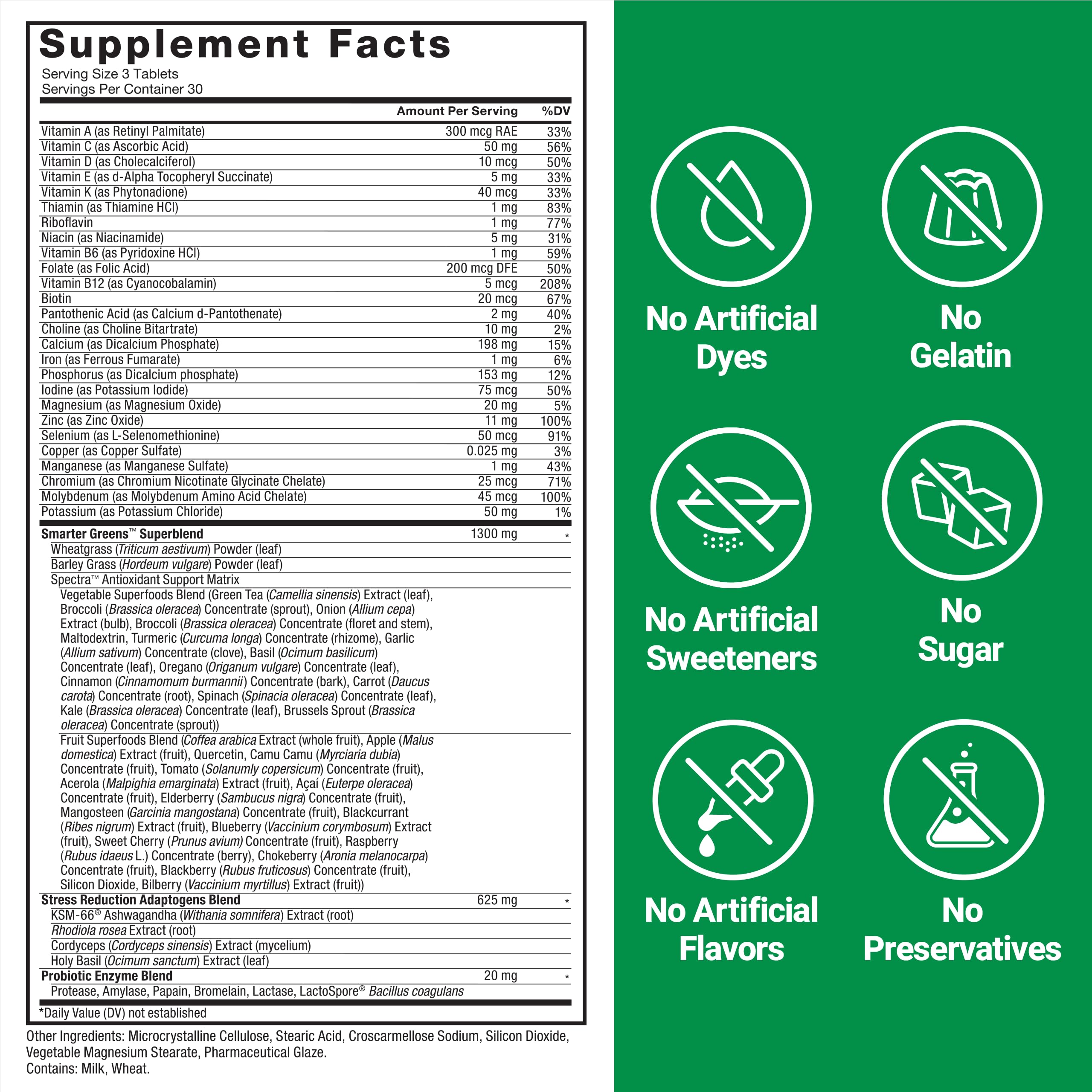 FORCE FACTOR Smarter Greens Tablets, Greens Supplement with 25+ Superfoods and Antioxidants to Improve Digestion, Reduce Stress, Strengthen Immunity, and Support Metabolism, 90 Tablets Force Factor uk supplements