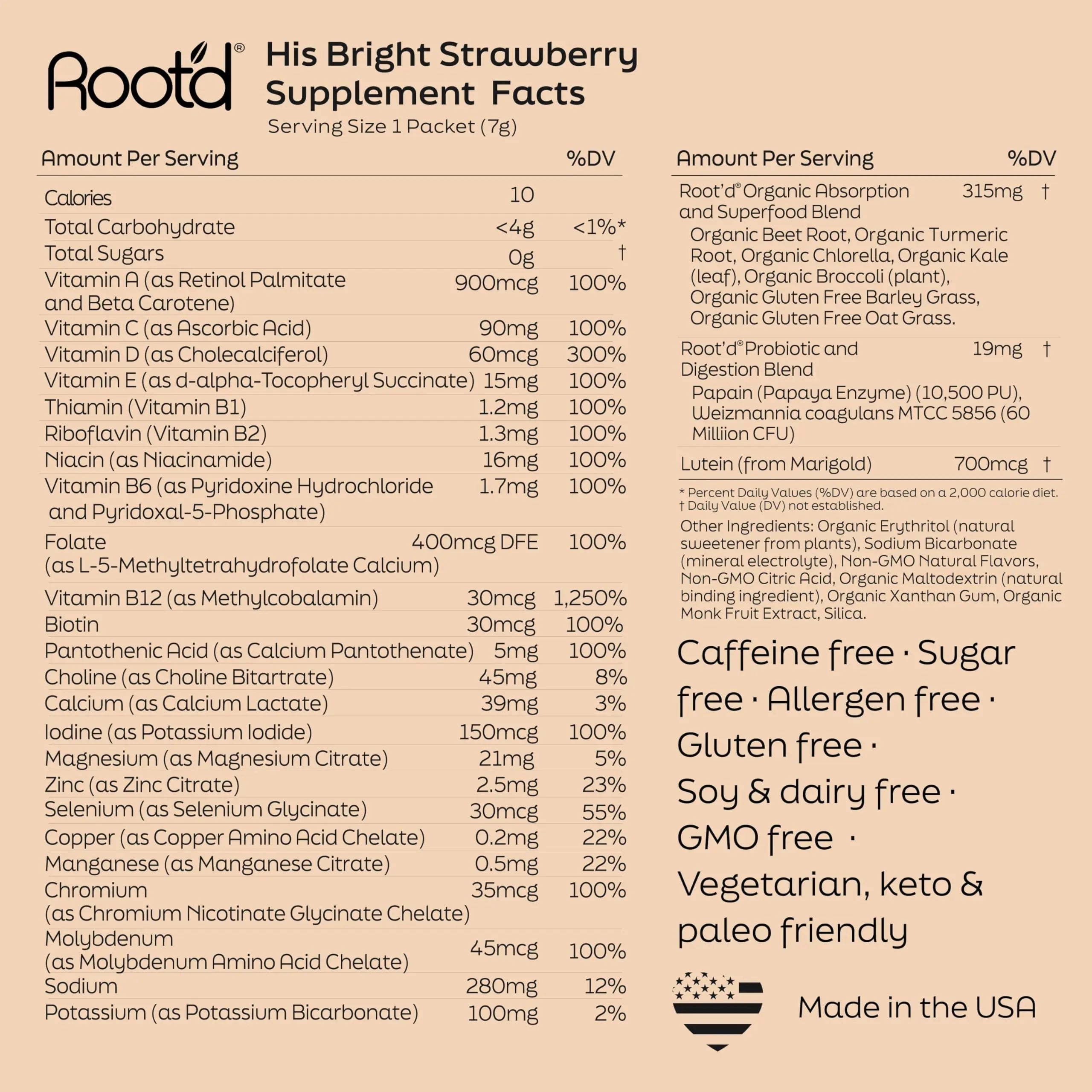 Root'd Multivitamin Powder for Men - 24 Vitamins & Minerals with 3X Electrolytes, 9 Organic Superfoods, Probiotics & Enzymes Root'd uk supplements