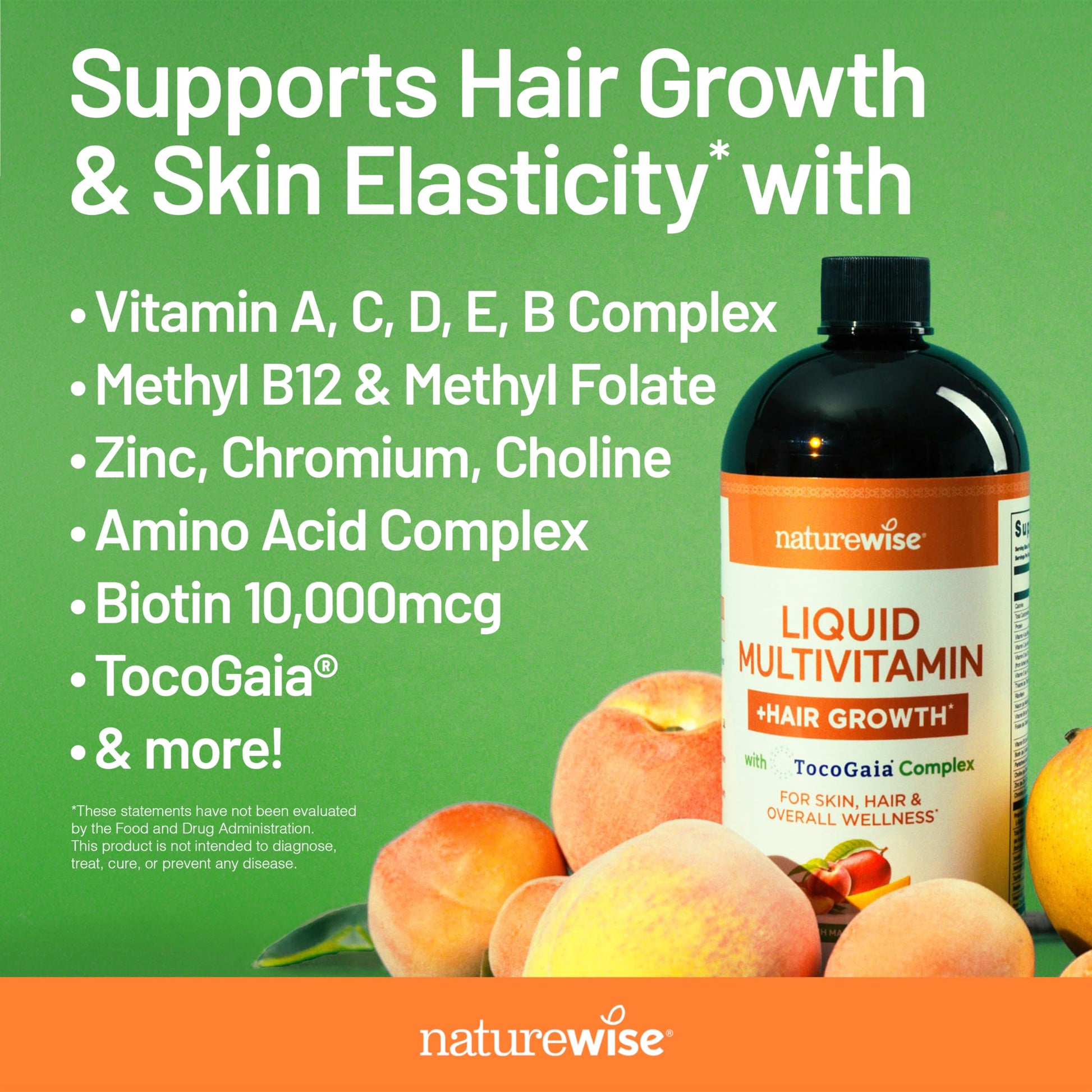 NatureWise Liquid Multivitamin Hair Growth for Women & Men + Tocogaia® for Hair Growth & Skin Elasticity Support + Biotin, Vitamin D, E, B NatureWise uk supplements