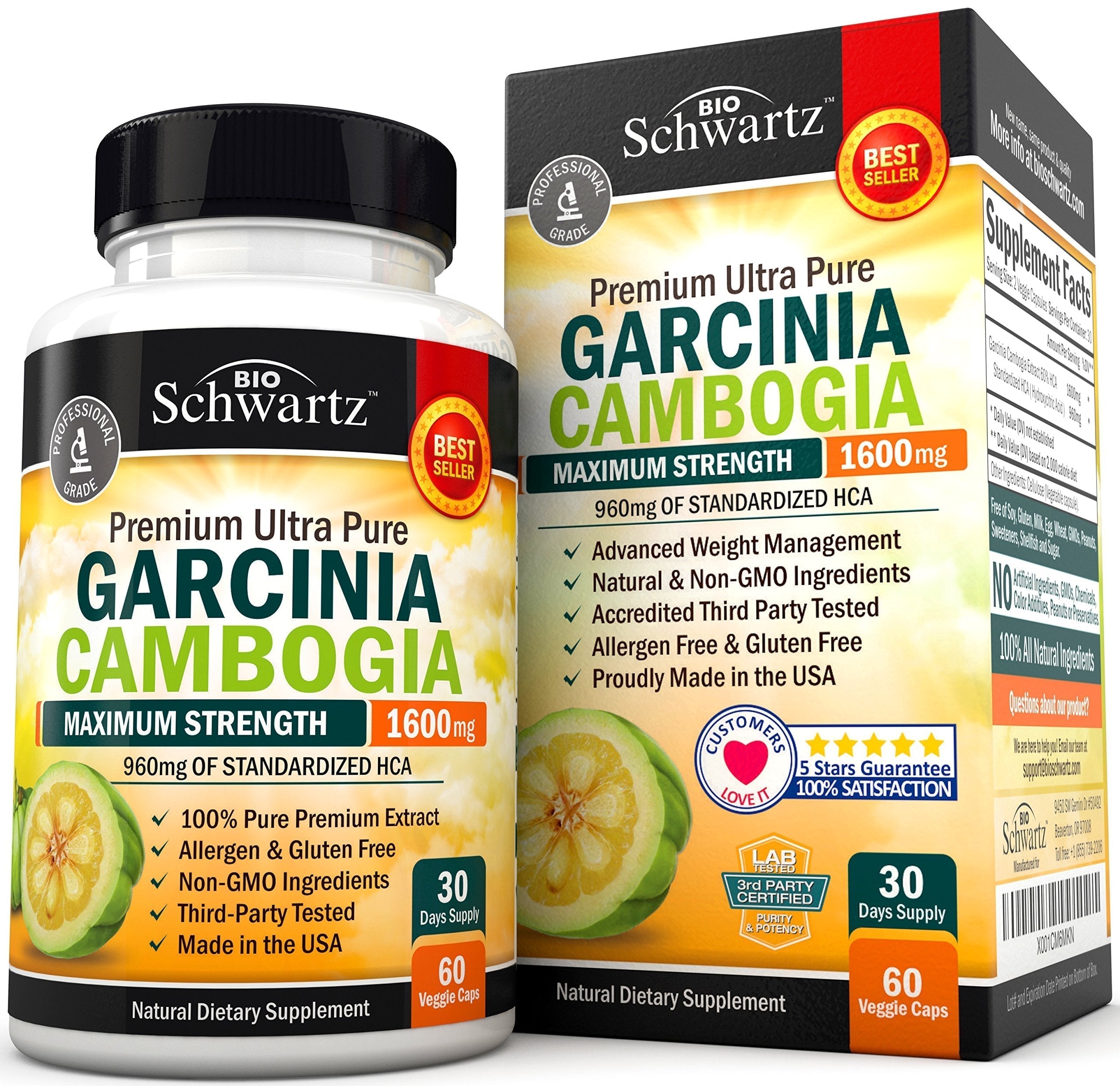 Garcinia Cambogia Weight Loss Pills - Maximum Strength Appetite Suppressant & Fat Burner BioSchwartz uk supplements