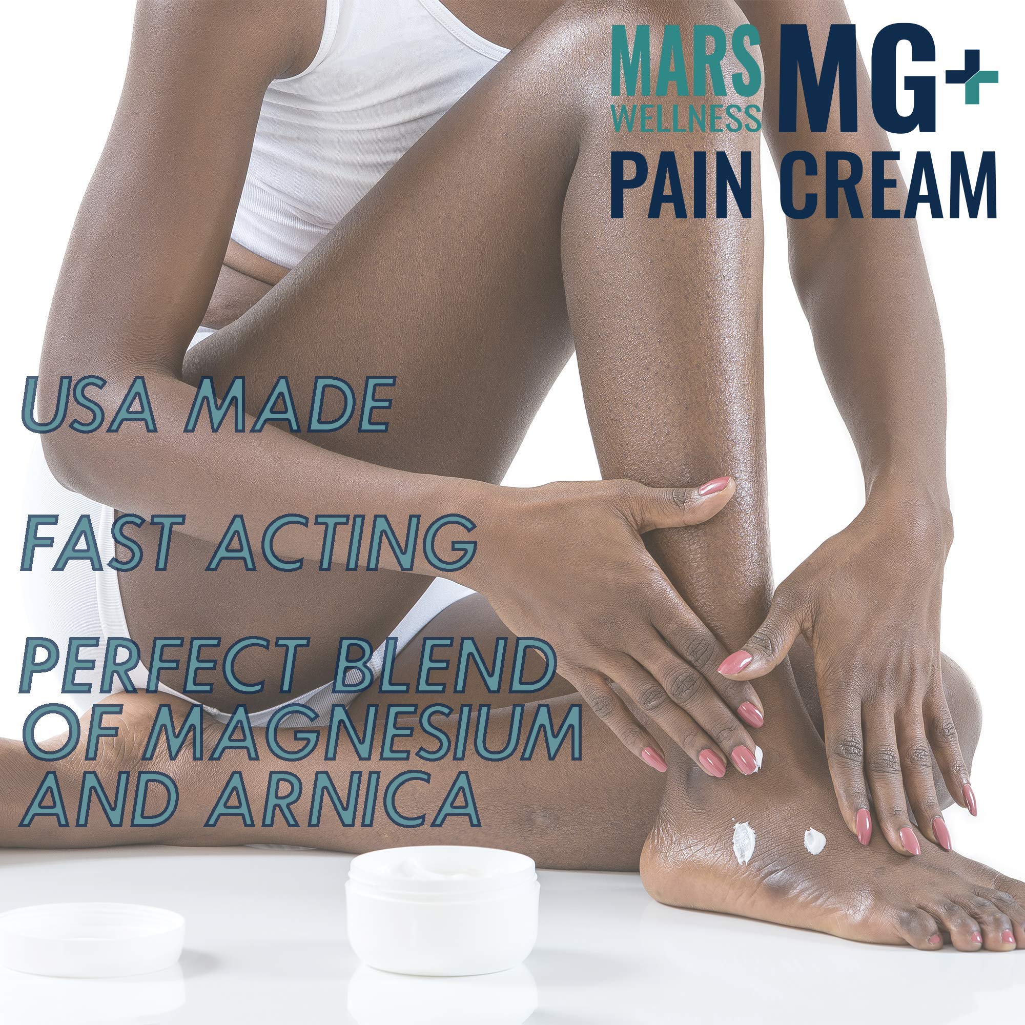 Mars Wellness MG+ Magnesium Cream Pain Relief - Extra Strength Magnesium and Arnica Cream - 4 OZ Tub - Neuropathy, Muscle Pain, and Leg Cramps Relief - 1 Pack MARS WELLNESS uk supplements