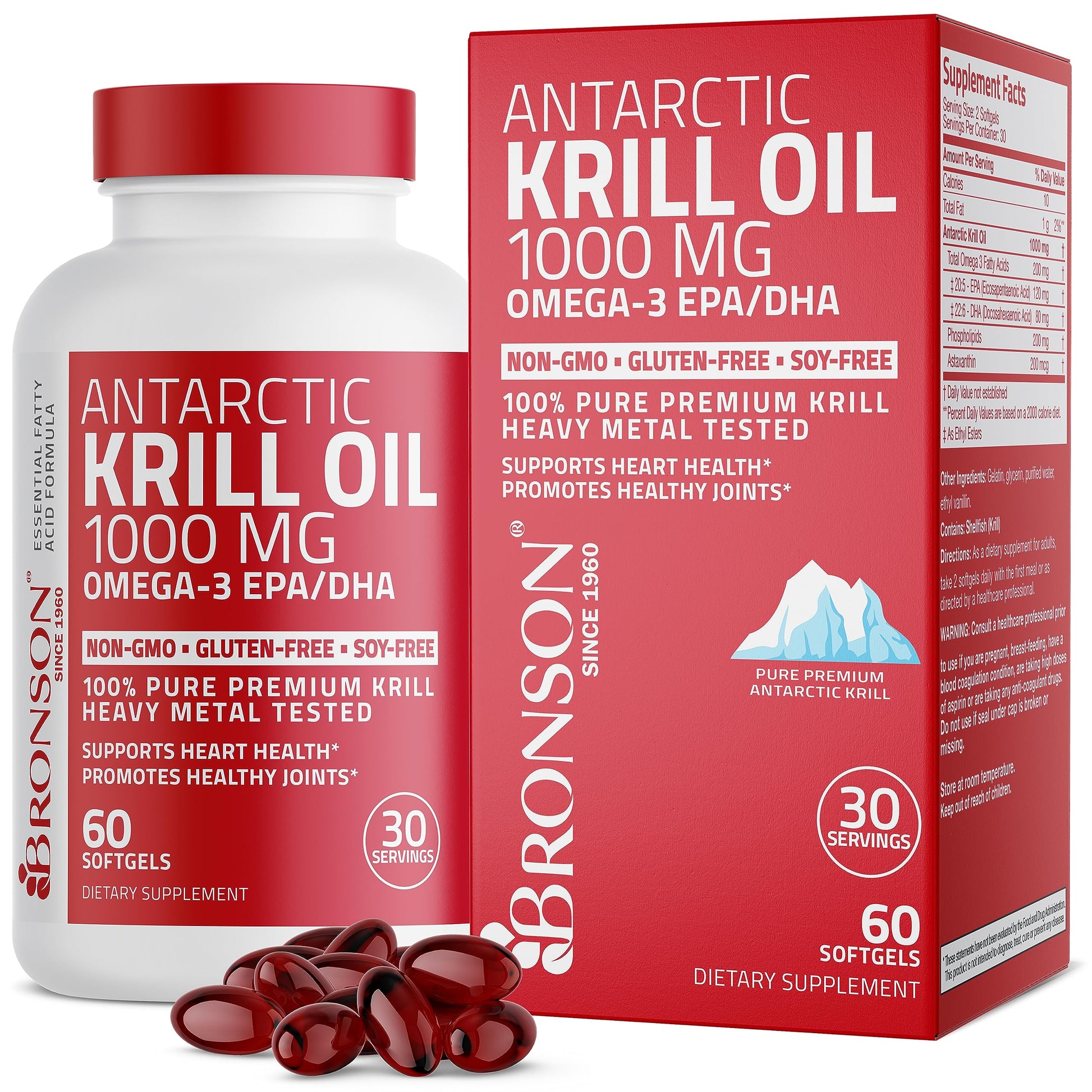 Bronson Antarctic Krill Oil 1000 mg with Omega-3s EPA, DHA, Astaxanthin Bronson uk supplements