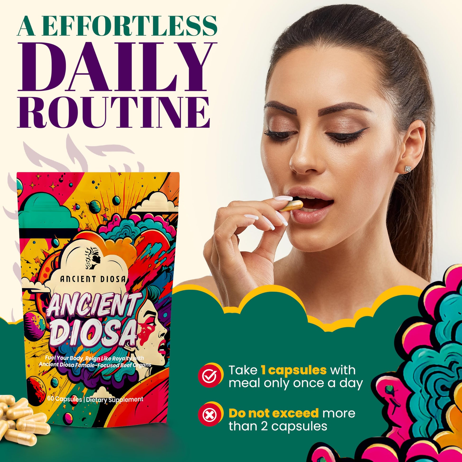 ANCIENT DIOSA Grass Fed Beef Liver Capsules - Female-Focused Organ Supplement with Liver, Heart, Ovary & Uterus - Supports Hormone Balance & Vitality, Whole Body Wellness - 60 Capsules ANCIENT DIOSA uk supplements