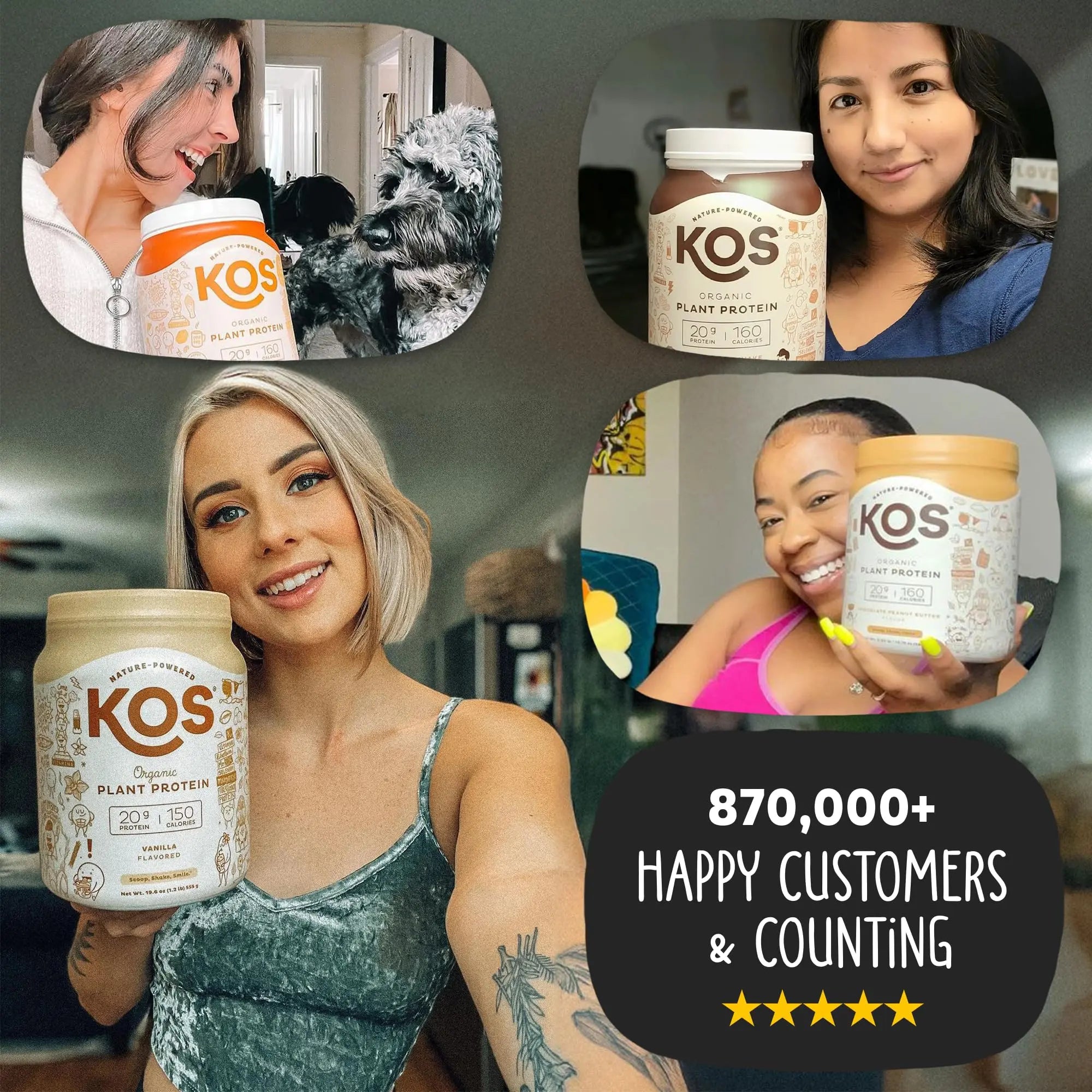 KOS Vegan Protein Powder Erythritol Free, Vanilla USDA Organic - Pea Protein Blend, Plant Based Superfood Rich in Vitamins & Minerals - Keto, Dairy Free - Meal Replacement for Women & Men, 28 Servings KOS uk supplements