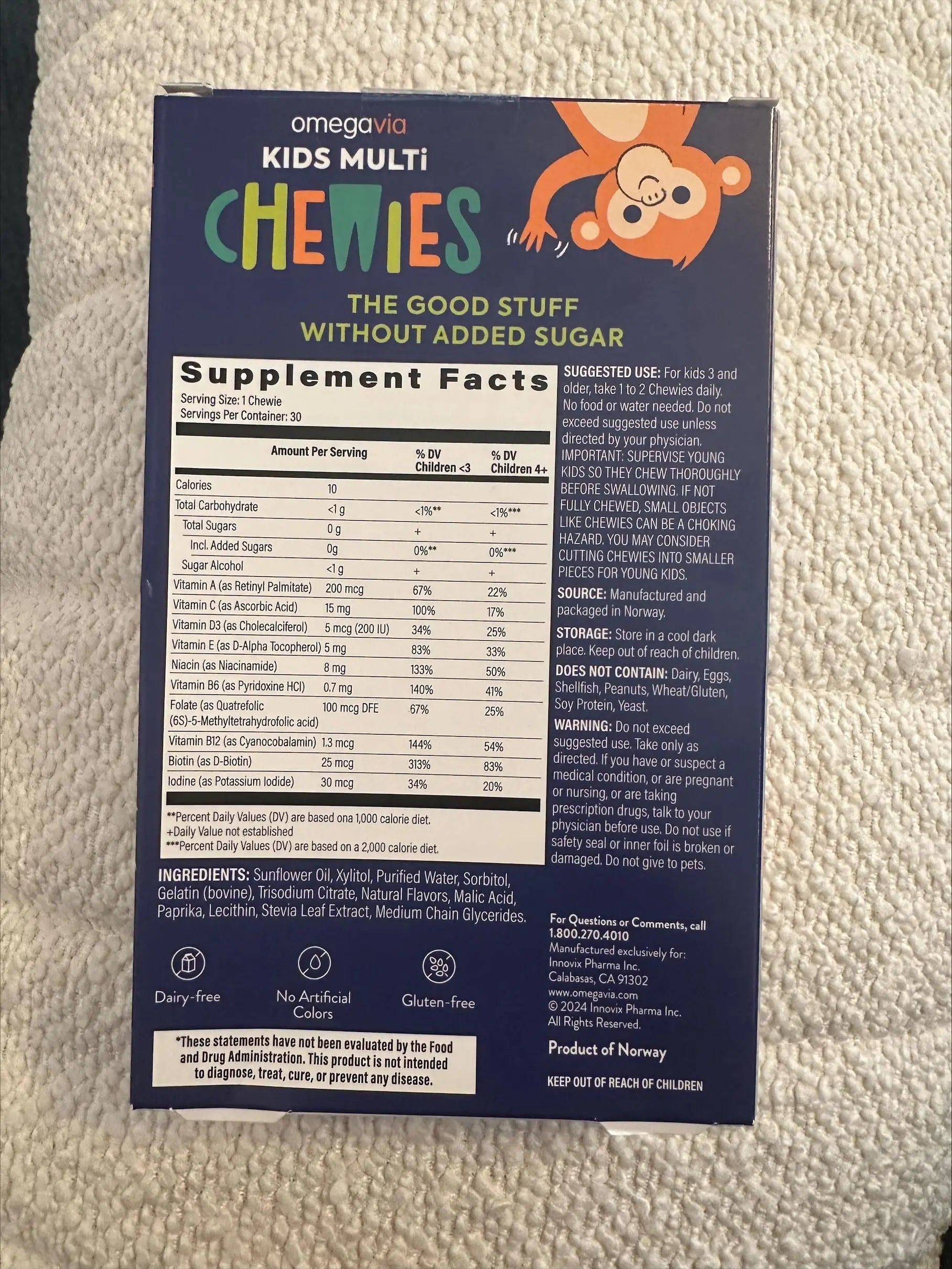 OmegaVia Sugar Free Kids Multivitamin Chewies - Daily Chewable Gummy Vitamins for Kids 3+ OmegaVia uk supplements