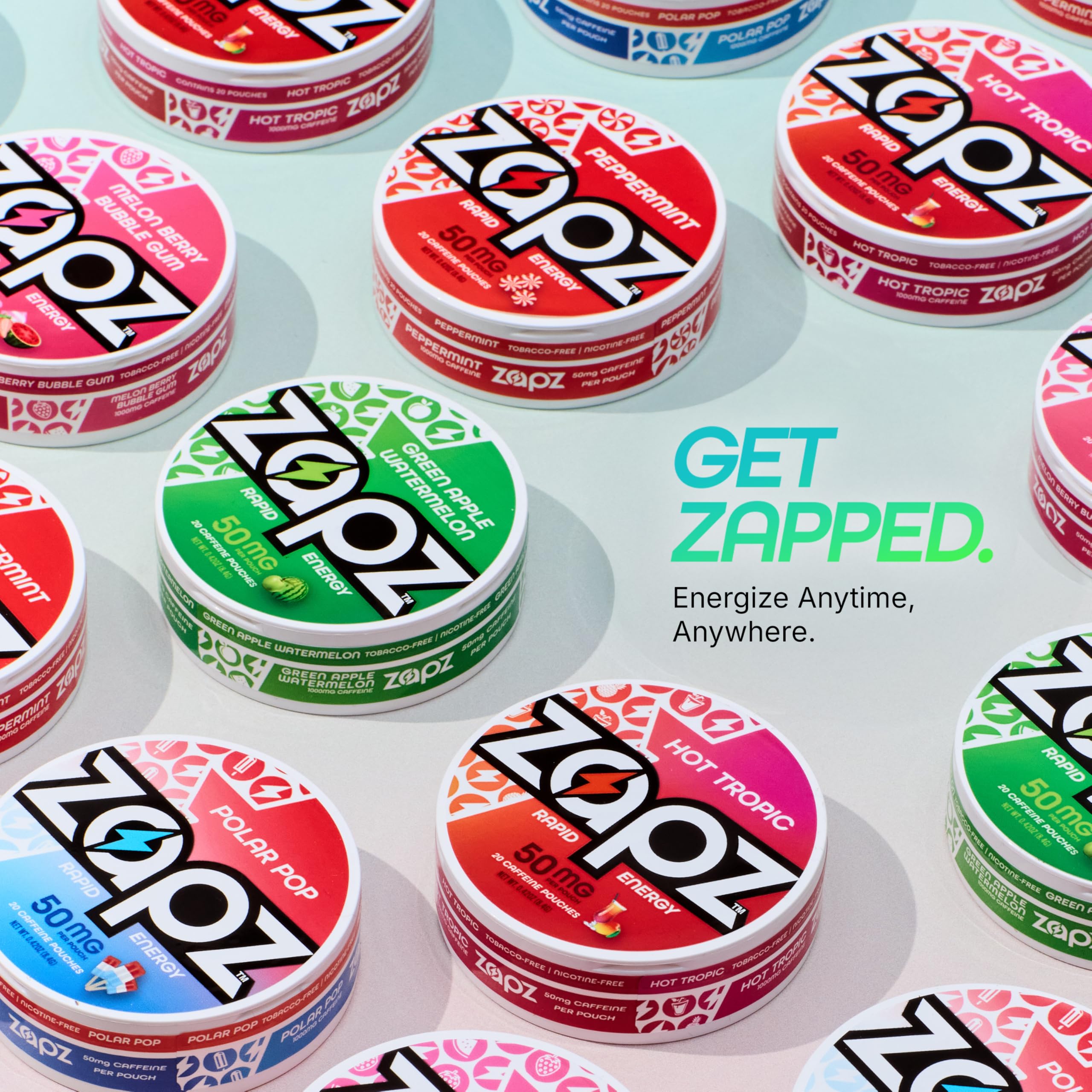 ZAPZ Caffeine Pouches, Hot Tropic, 5 Cans x 20 Count, Energy Pouches with 50mg Caffeine, Nootropic Focus Support, Niacin, L-Theanine, L-Tyrosine, Sugar Free, No Coffee Grinds ZAPZ uk supplements