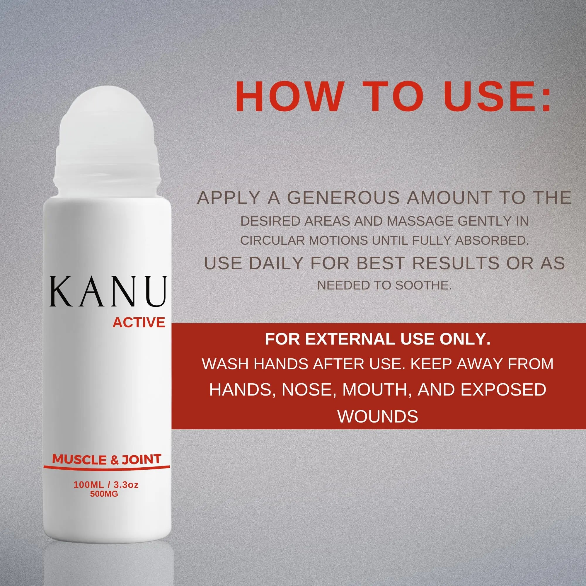 Muscle & Joint Relief Roll-On Cooling Serum- 3.3 oz- Fast Absorbing Pain Relief for Sore Muscles and Joints- Workout Recovery and Joint Support for Athletes and Active Lifestyles KANU uk supplements
