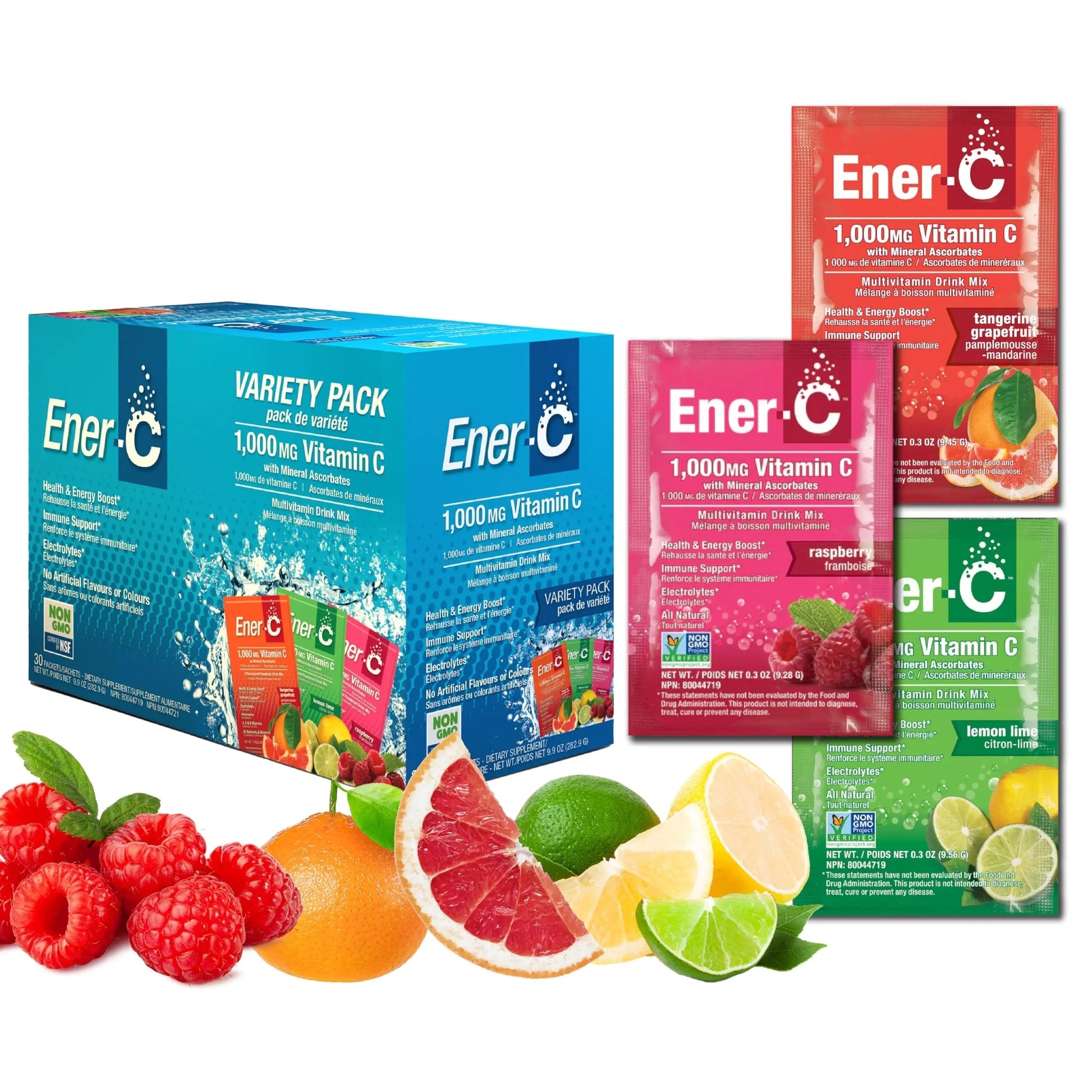 Ener-C Variety Pack Multivitamin Drink Mix Powder Vitamin C 1000mg & Electrolytes with Real Fruit Juice Natural Energy & Immune Support for Women & Men Ener-C uk supplements