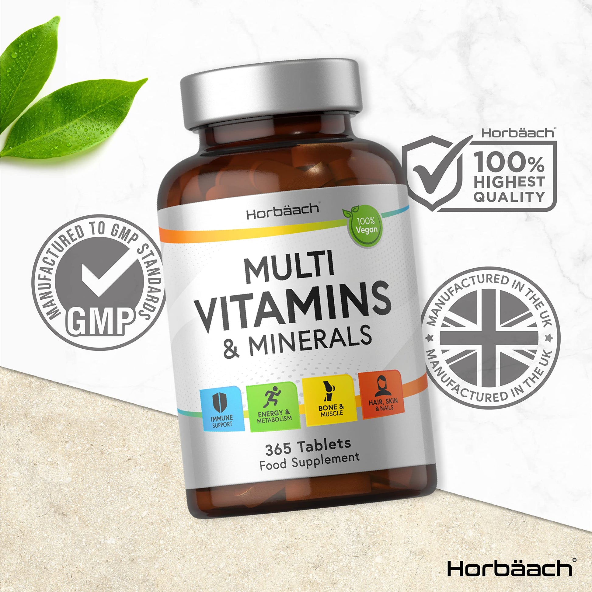 Multivitamin Tablets for Men and Women | 365 Count | with 24 Essential Nutrients Horbäach uk supplements