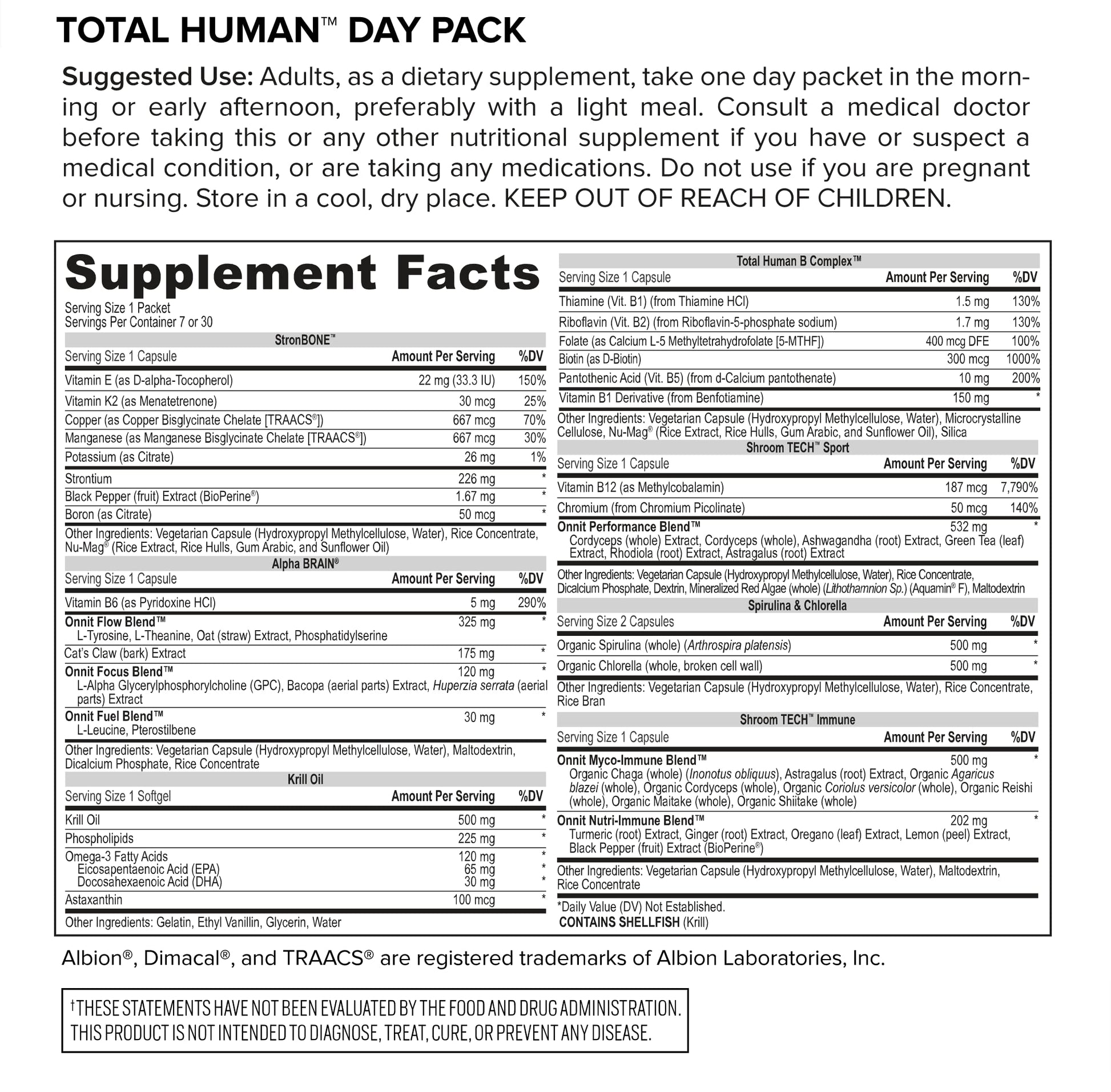 ONNIT Total Human Day and Night Vitamin Packs for Men and Women,Capsule, 30-Day ONNIT uk supplements