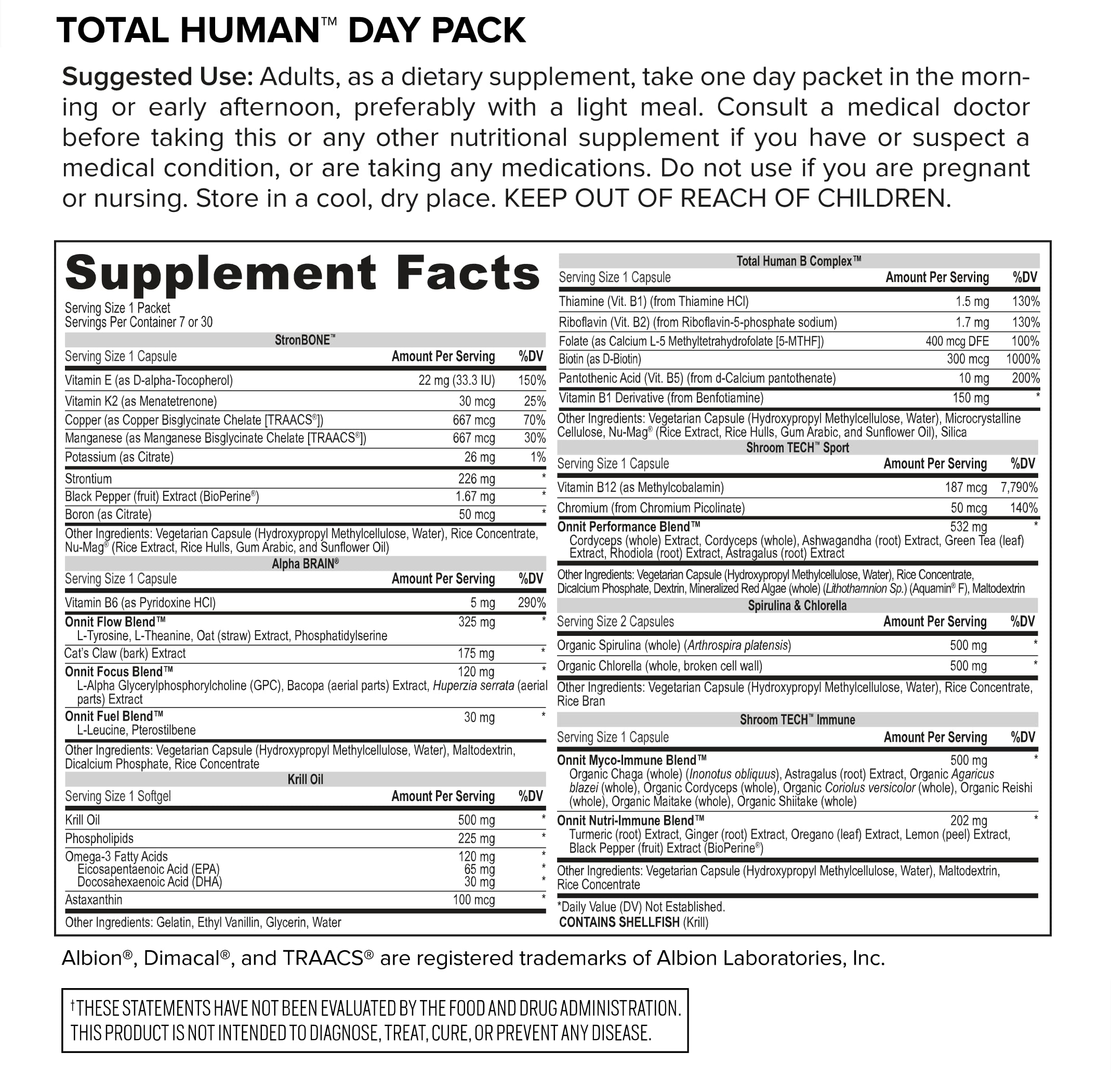ONNIT Total Human Day and Night Vitamin Packs for Men and Women,Capsule, 30-Day ONNIT uk supplements