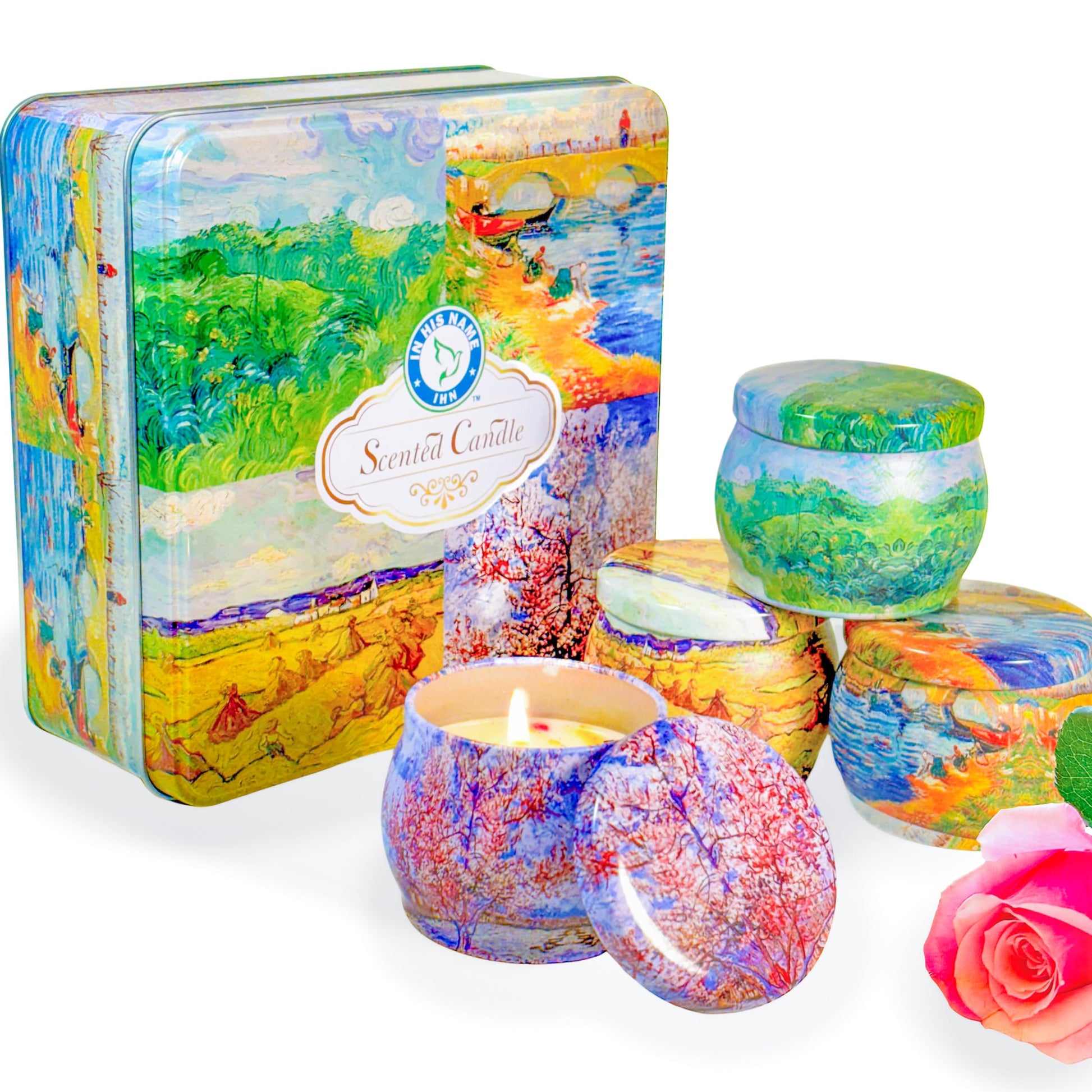 Scented Candles Gift for Women, 4 Pack, Reusable Tin Box, Luxury Candles for Home In His Name uk supplements