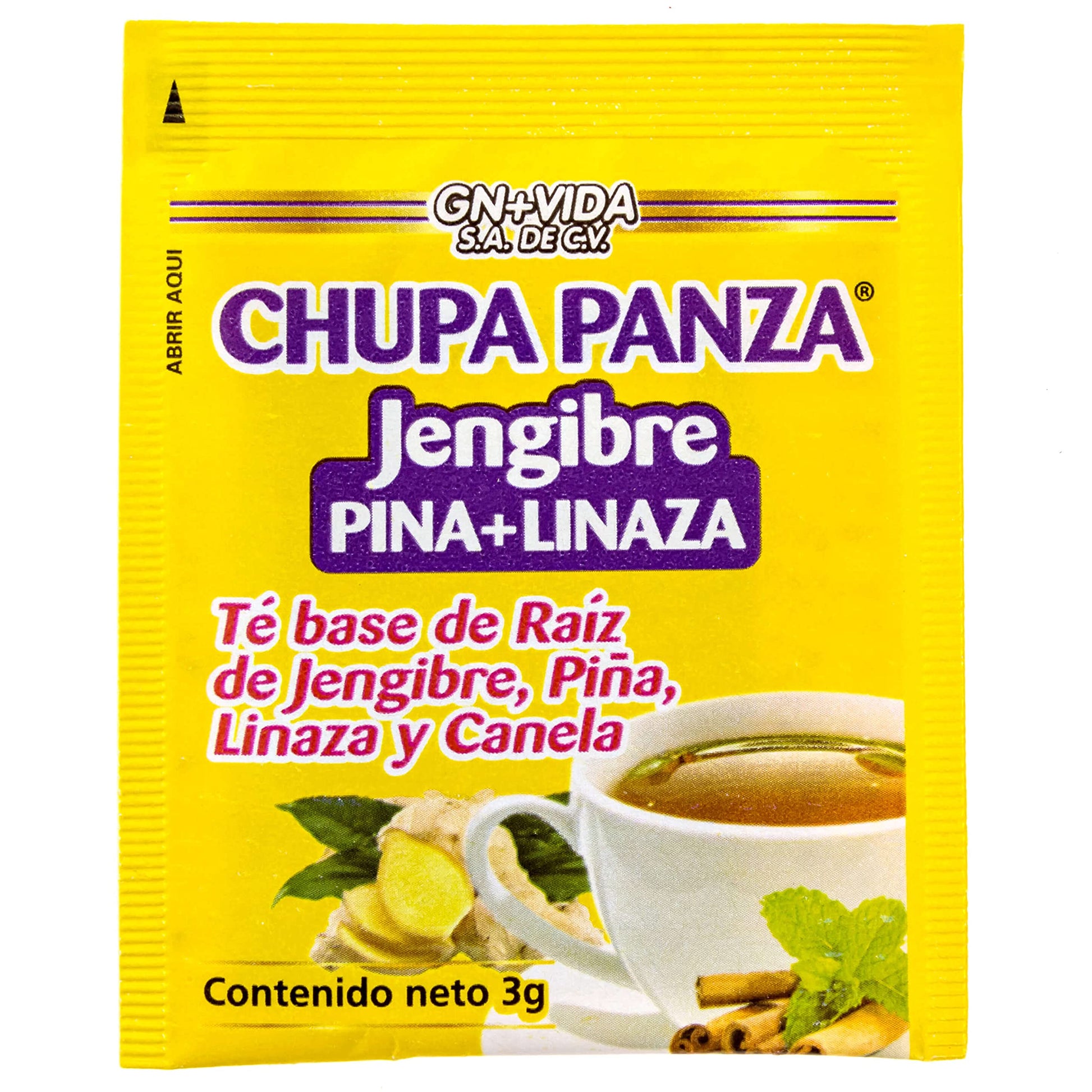 Tea CHUPA Panza, Tea Based ONGINGER Root, PINNEAPPLE, Flaxseed & Cinnamon GN+Vida uk supplements