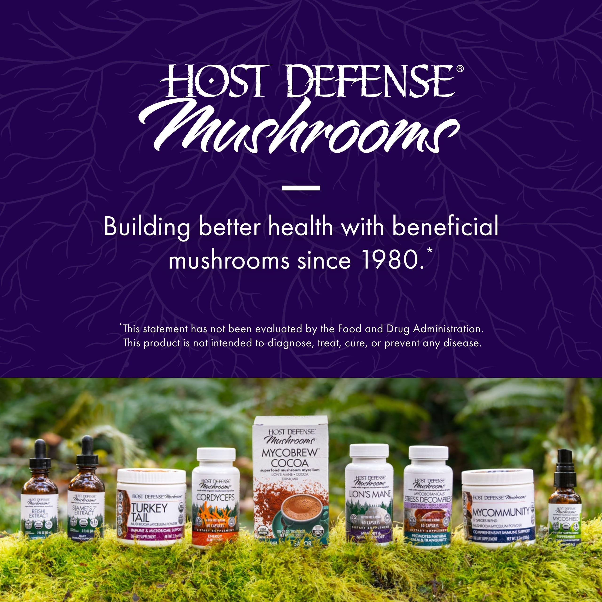 Host Defense MycoBotanicals Brain* Capsules - Brain Support Supplement with Lion's Mane, Reishi & Cordyceps Mushroom - Herbal Supplement for Memory & Focus Support - 60 Capsules Host Defense uk supplements
