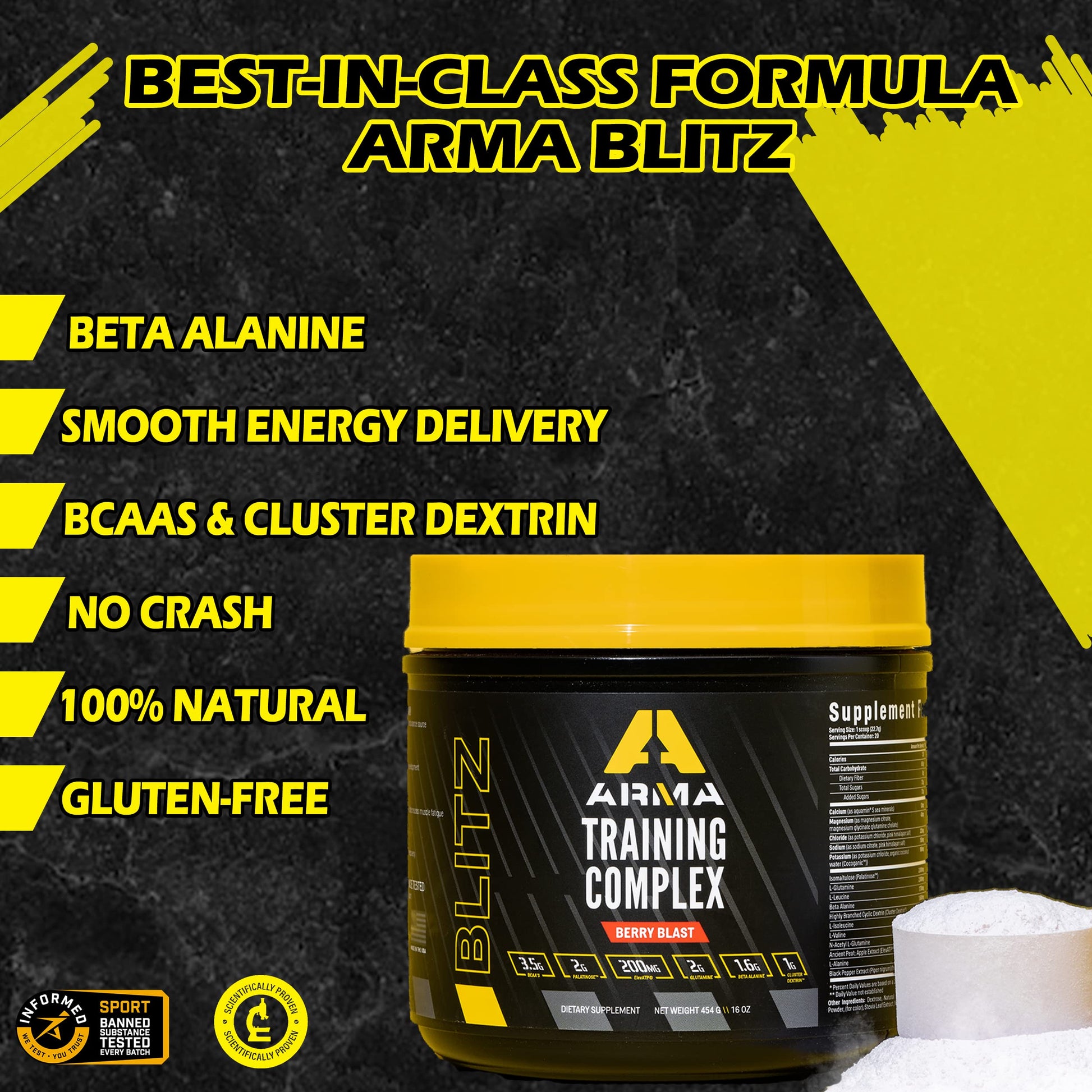 ARMA Blitz Non Stimulant Pre/Intra Powder – Natural Berry Pre-Workout Drink Mix ARMA uk supplements