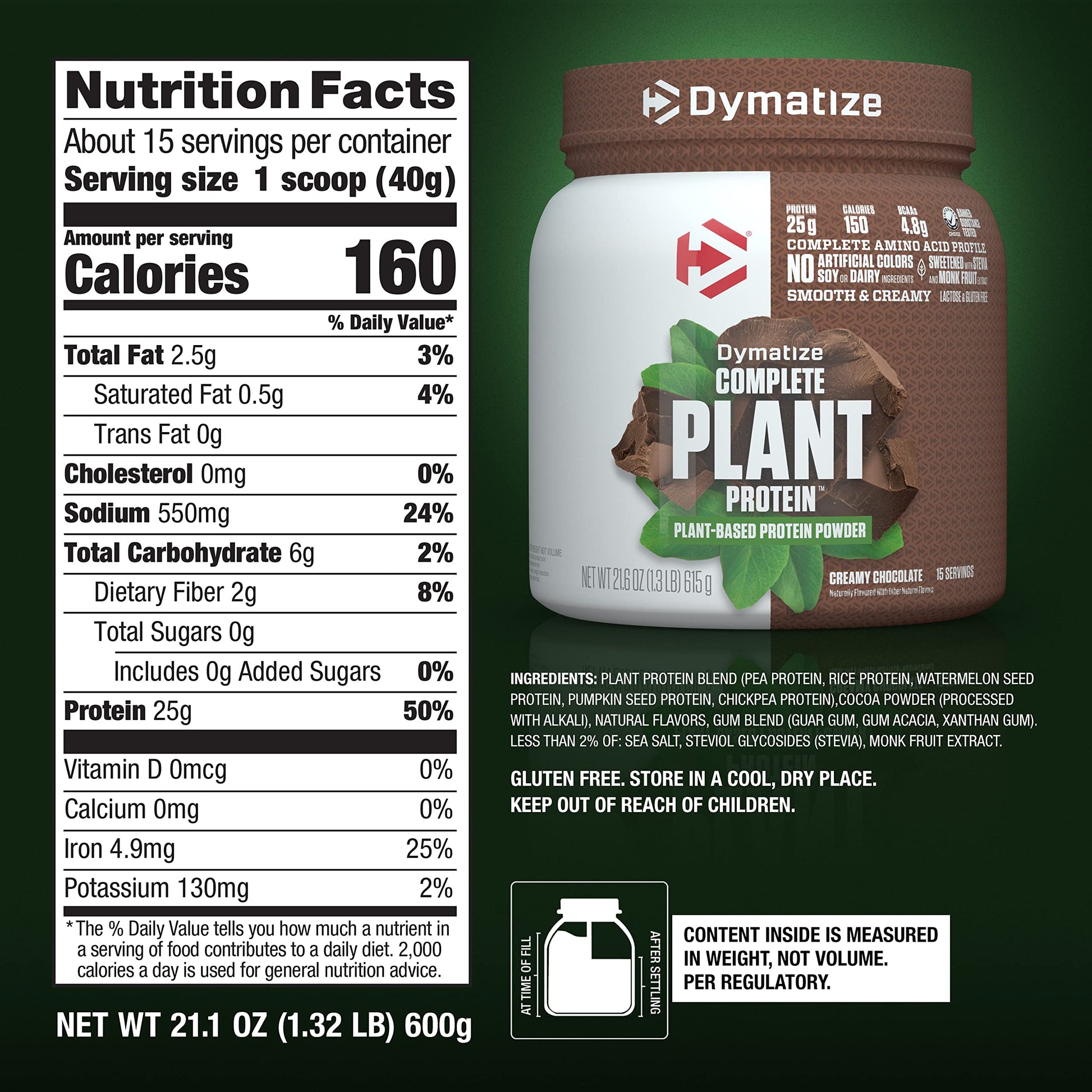 Dymatize Vegan Plant Protein, Creamy Chocolate, 25g Protein, 4.8g BCAAs, Complete Dymatize uk supplements