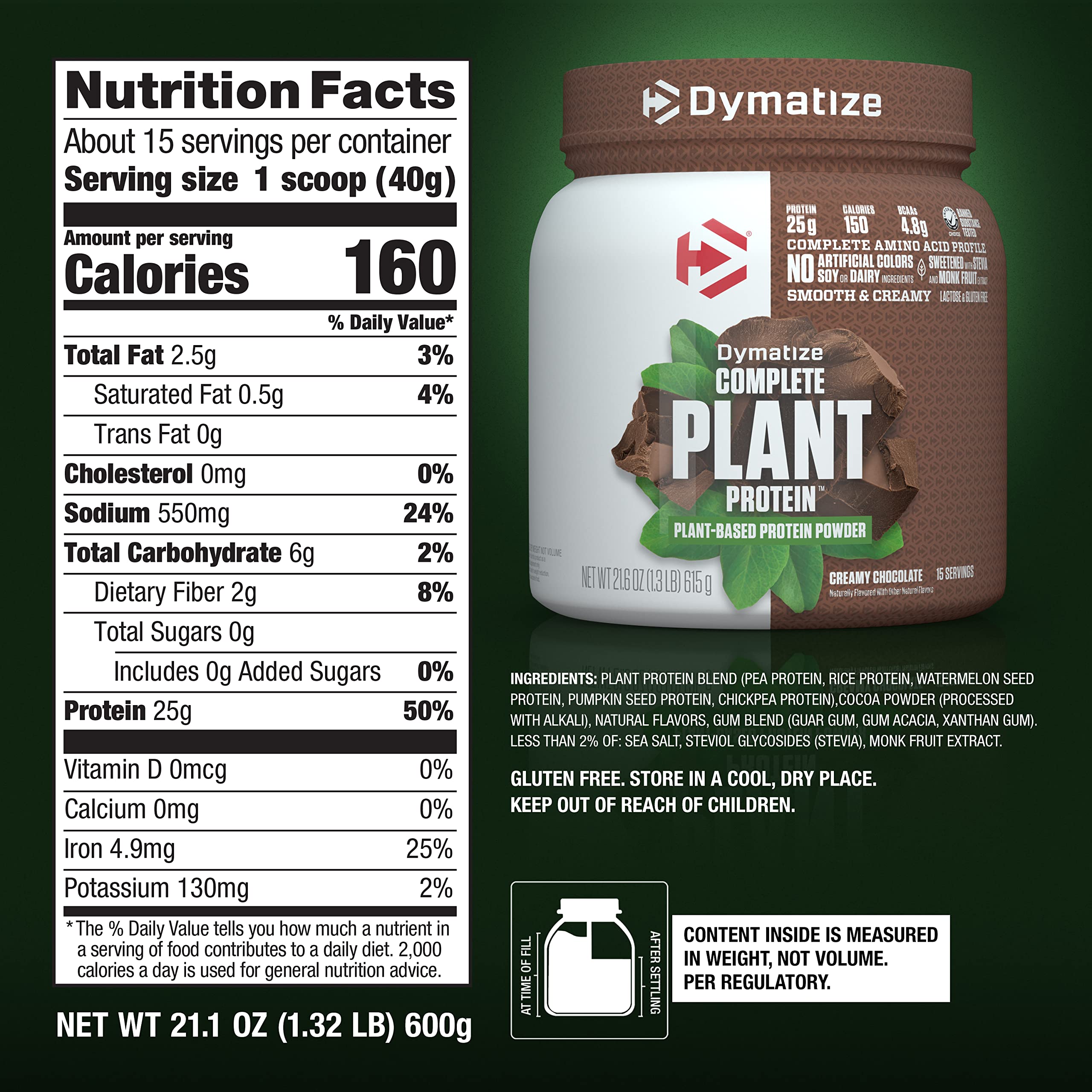 Dymatize Vegan Plant Protein, Creamy Chocolate, 25g Protein, 4.8g BCAAs, Complete Dymatize uk supplements