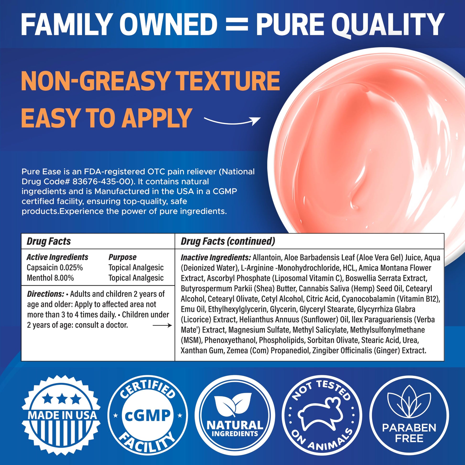 Pure Ease Arthritis Pain Relief Cream for Back 3 in 1 Maximum Instant Relief 2 OZ - Fast-Acting Muscle Pain Cream Extra Strength Joint & Knee - Powerful Formula for Neck Shoulder & Lower Back Pure Ease uk supplements