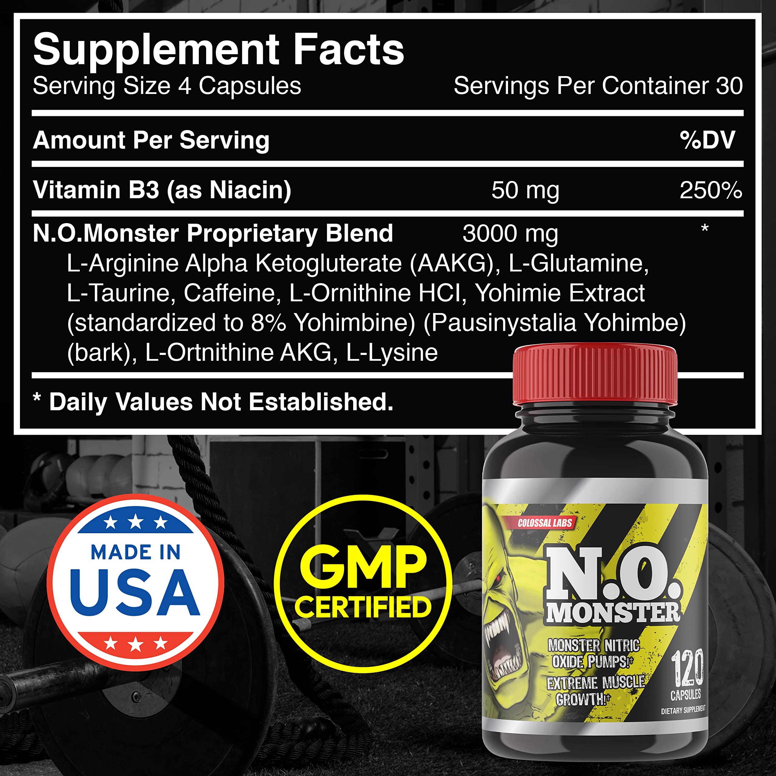 Colossal Labs Nitric Oxide Booster with L-Arginine, Extreme Pumps to Build Strength Goliath Labs uk supplements