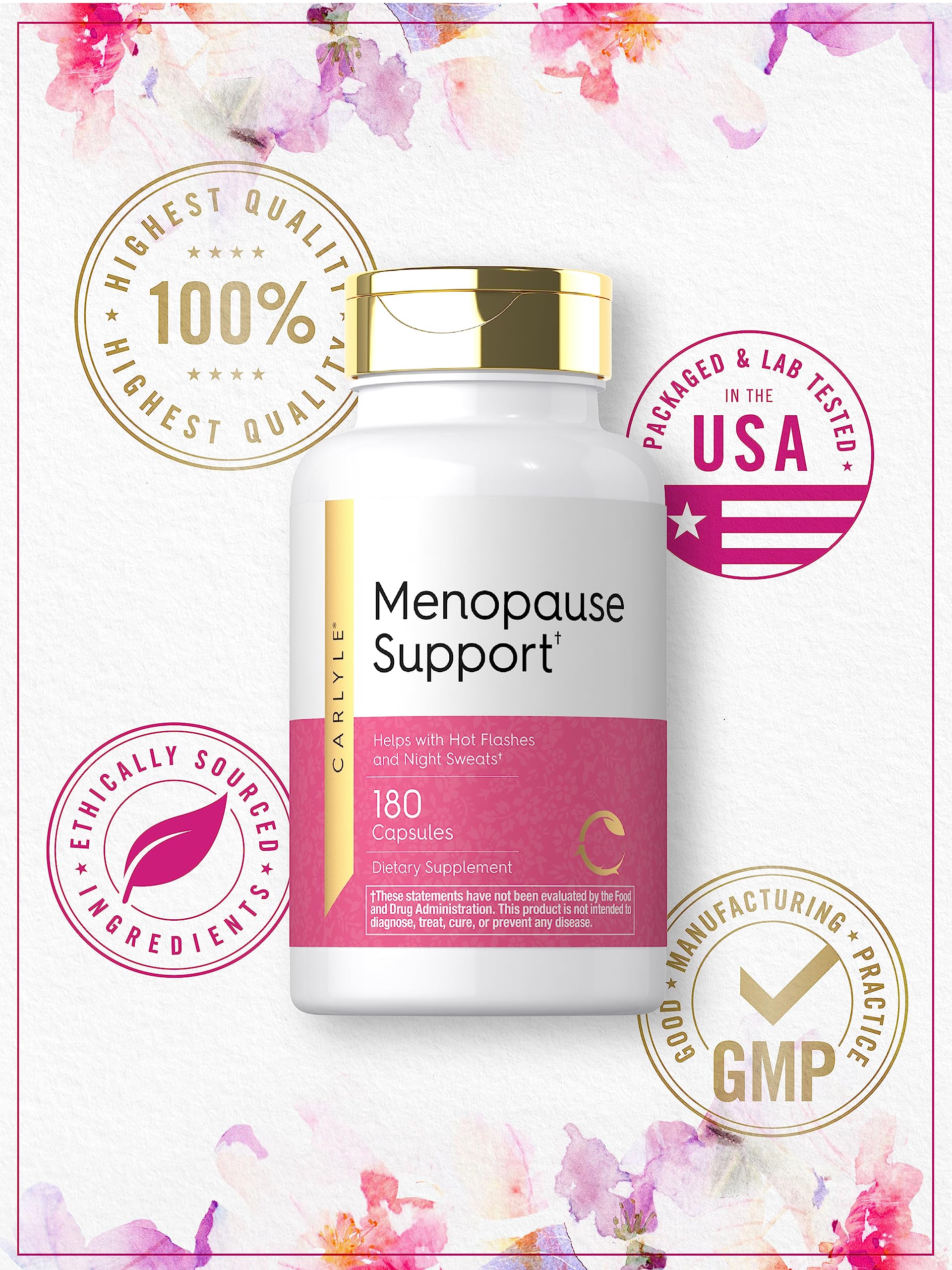Carlyle Menopause Supplement for Women | 180 Capsules | Helps with Hot Flashes and Night Sweats | Non-GMO, Gluten Free Menopause Support Carlyle uk supplements