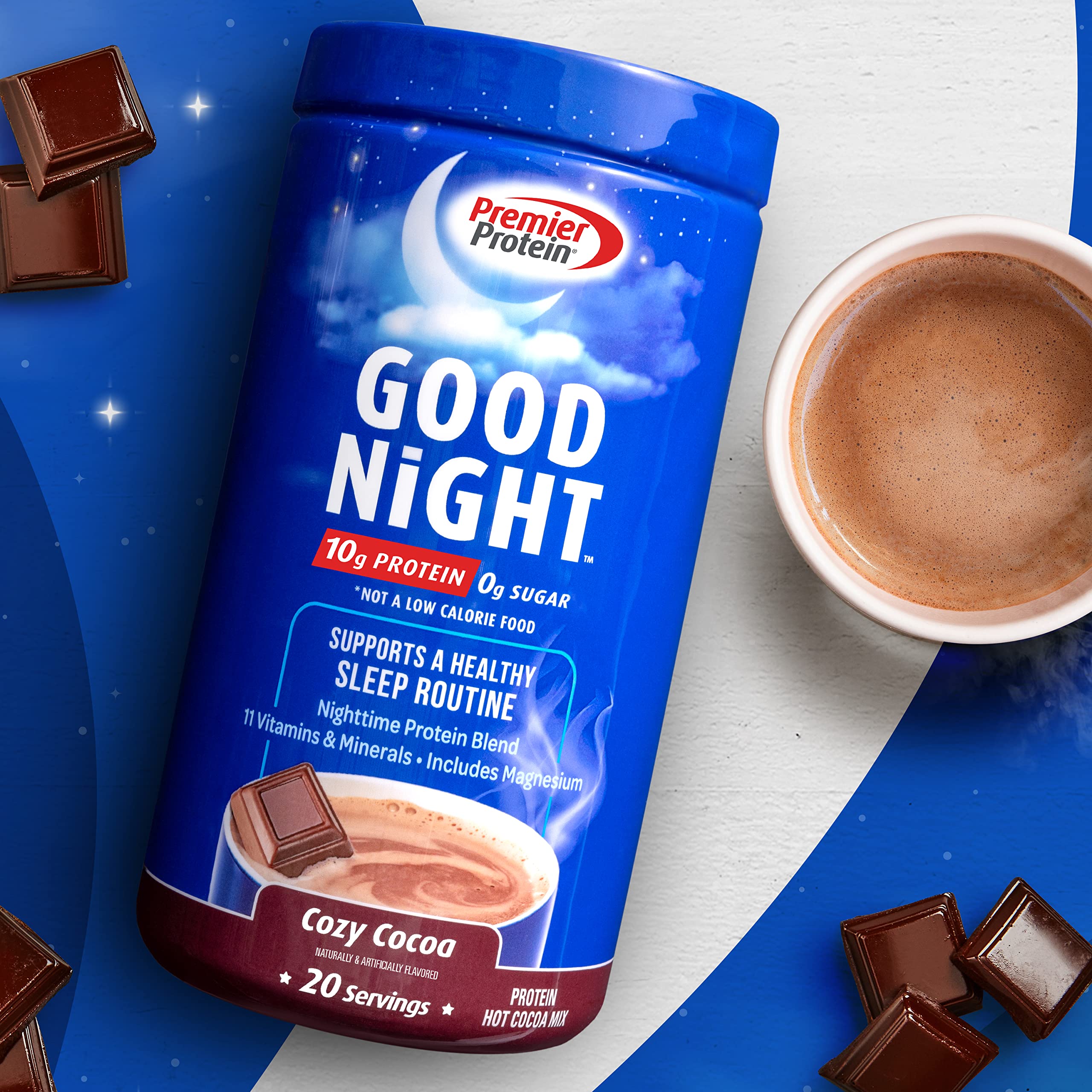 Premier Protein Good Night Protein Powder, Hot Cocoa Mix, 10g Protein, 0g Sugar Premier Protein uk supplements