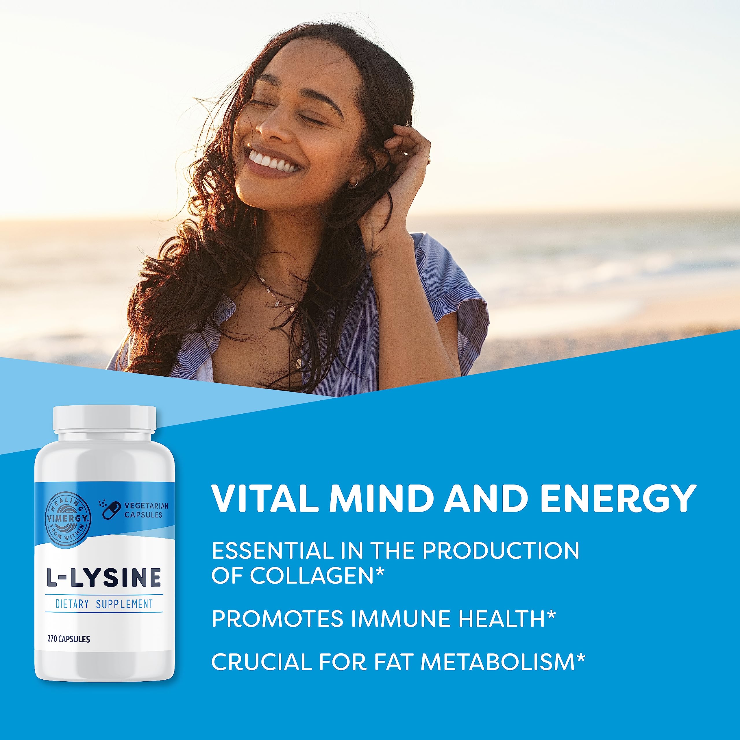 Vimergy L-Lysine – Promotes Healthy Skin, Hair & Nails* – Supports Healthy Metabolism* – Vegan, Non-GMO & Gluten-Free – 270 Capsules Vimergy uk supplements
