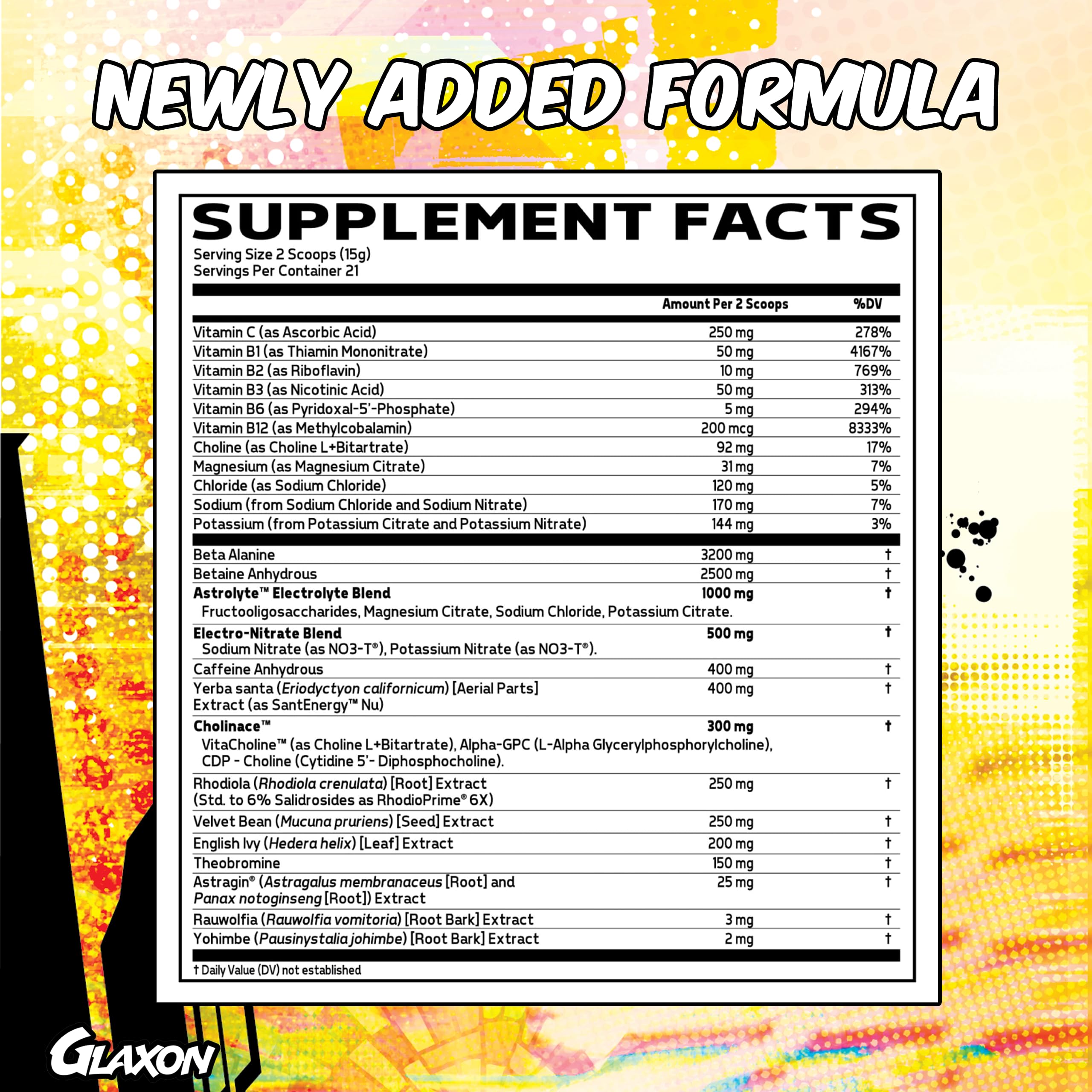 Glaxon Specimen Max High Stim Pre-Workout | 400mg Caffeine + 3200mg Beta Alanine Glaxon uk supplements