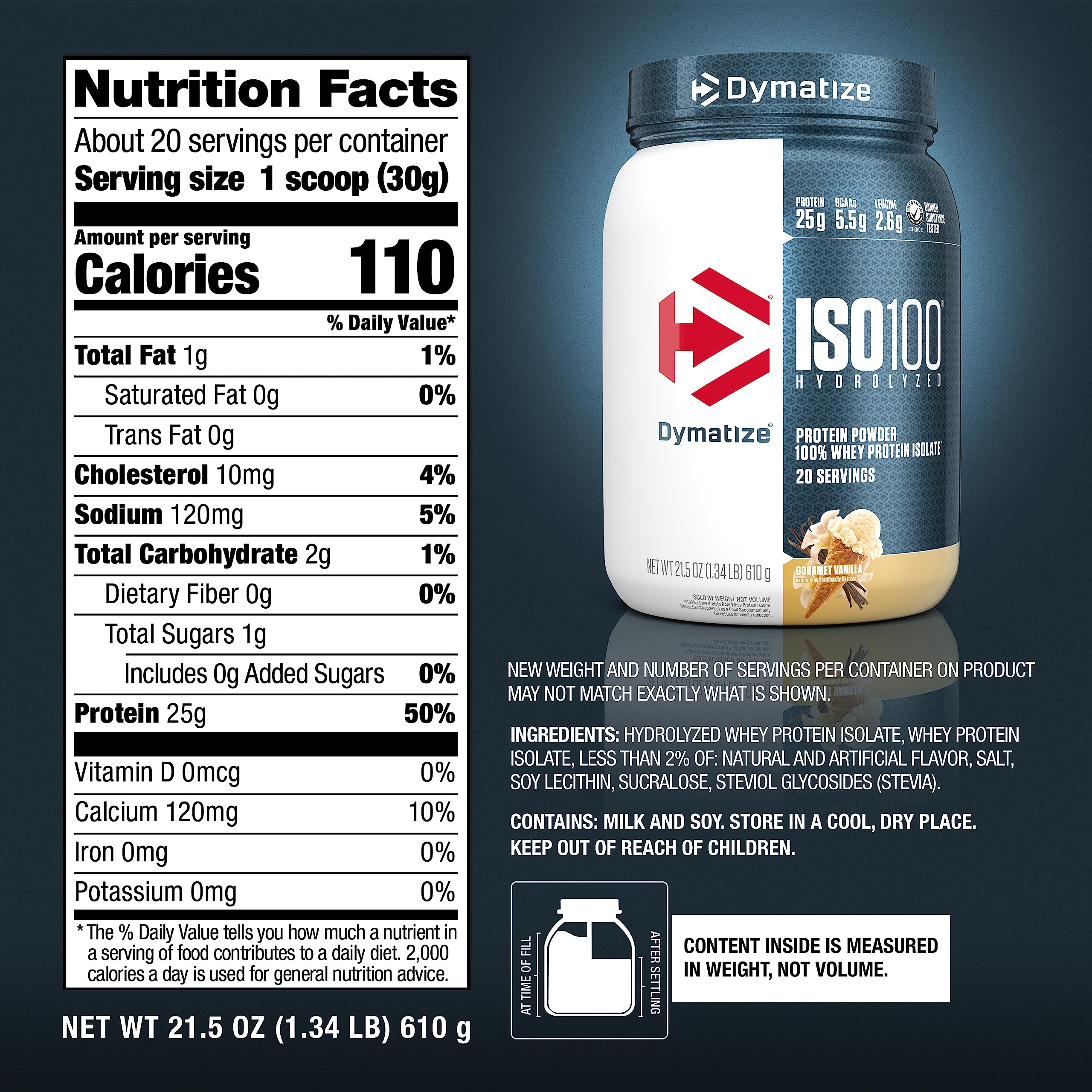 Dymatize ISO100 Hydrolyzed Protein Powder, 100% Whey Isolate , 25g of Protein, 5.5g Dymatize uk supplements