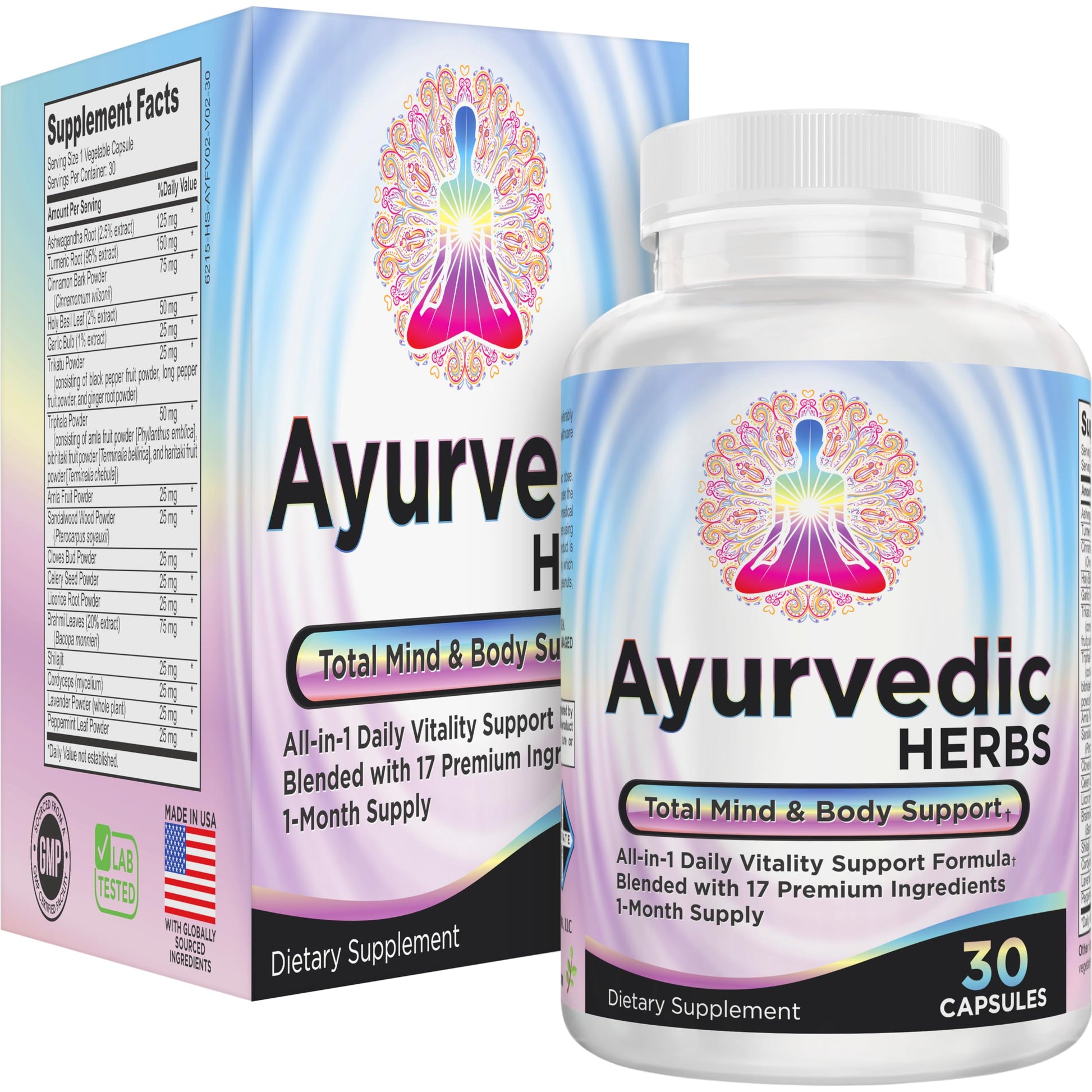 Ayurvedic Herbs 17-in-1 Supplement | Mind & Body Balance | Ayurveda Health Support Blend | Ayurvedic Supplements | 1-Month Supply | 30 Capsules Elevate Recovery Supplements uk supplements