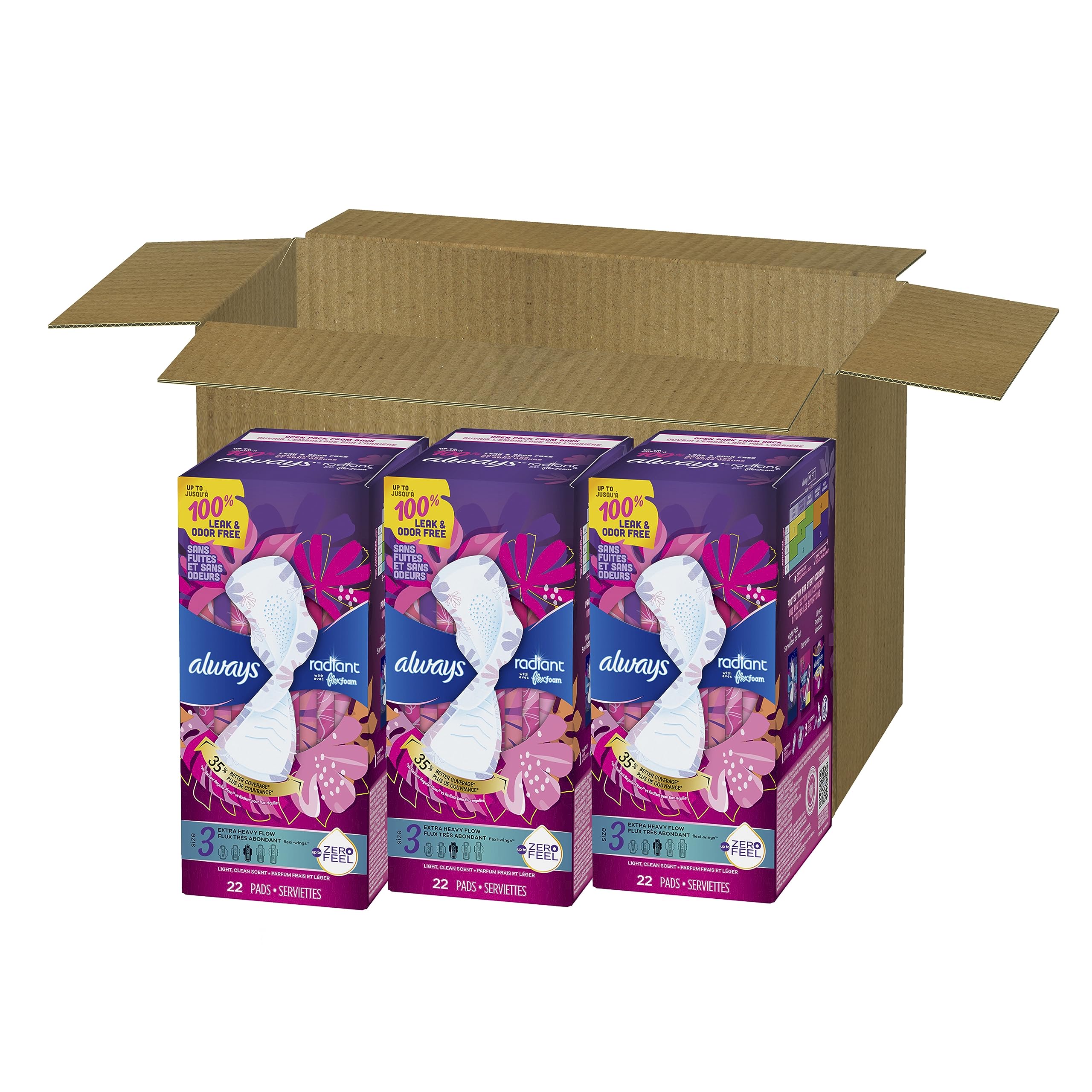 Always Radiant Feminine Pads For Women, Size 3 Extra Heavy Absorbency, With Flexfoam Always uk supplements
