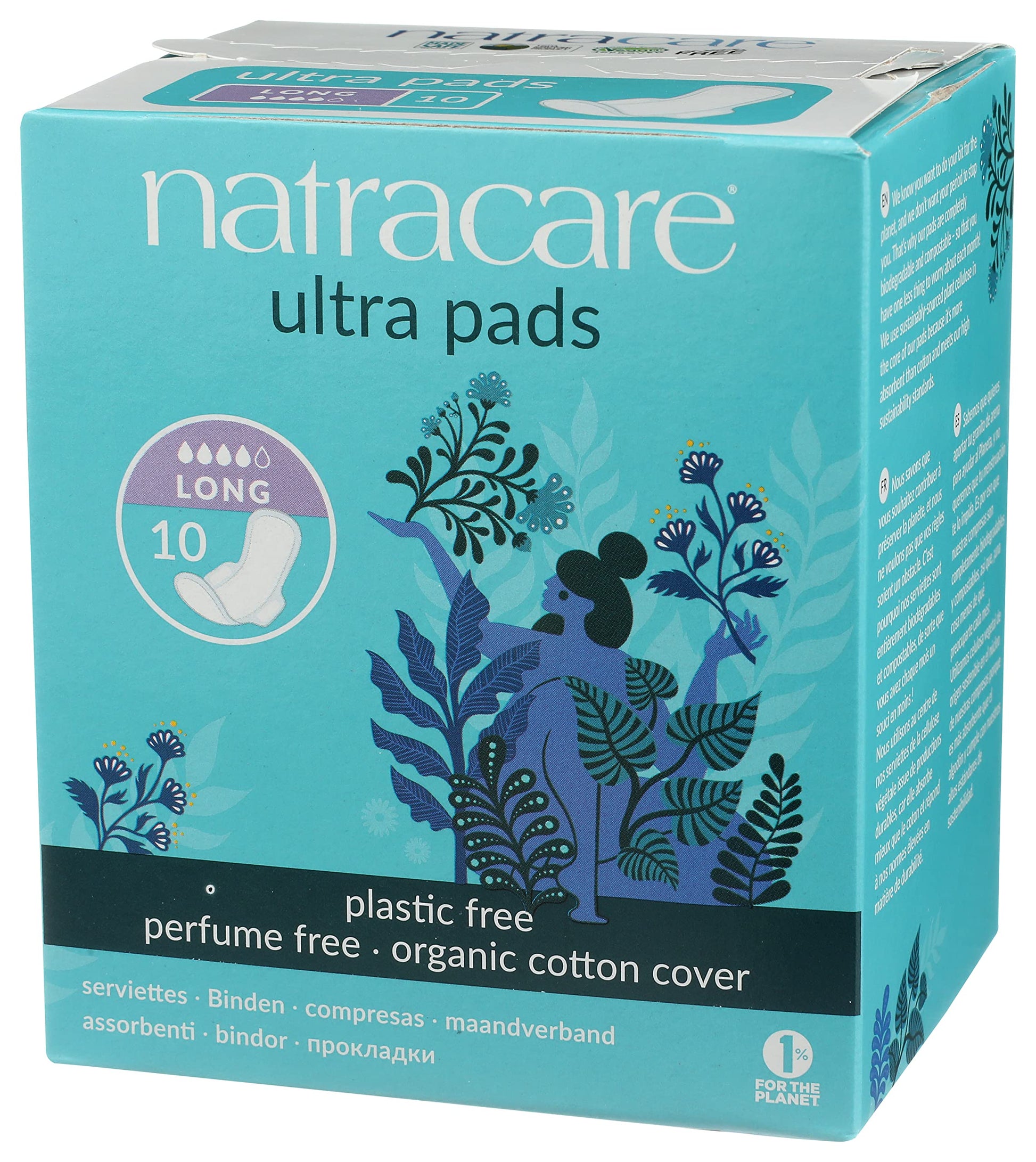 Natracare Slim Fitting Ultra Pads with Wings, Long, Made with Certified Organic Cotton NATRACARE uk supplements