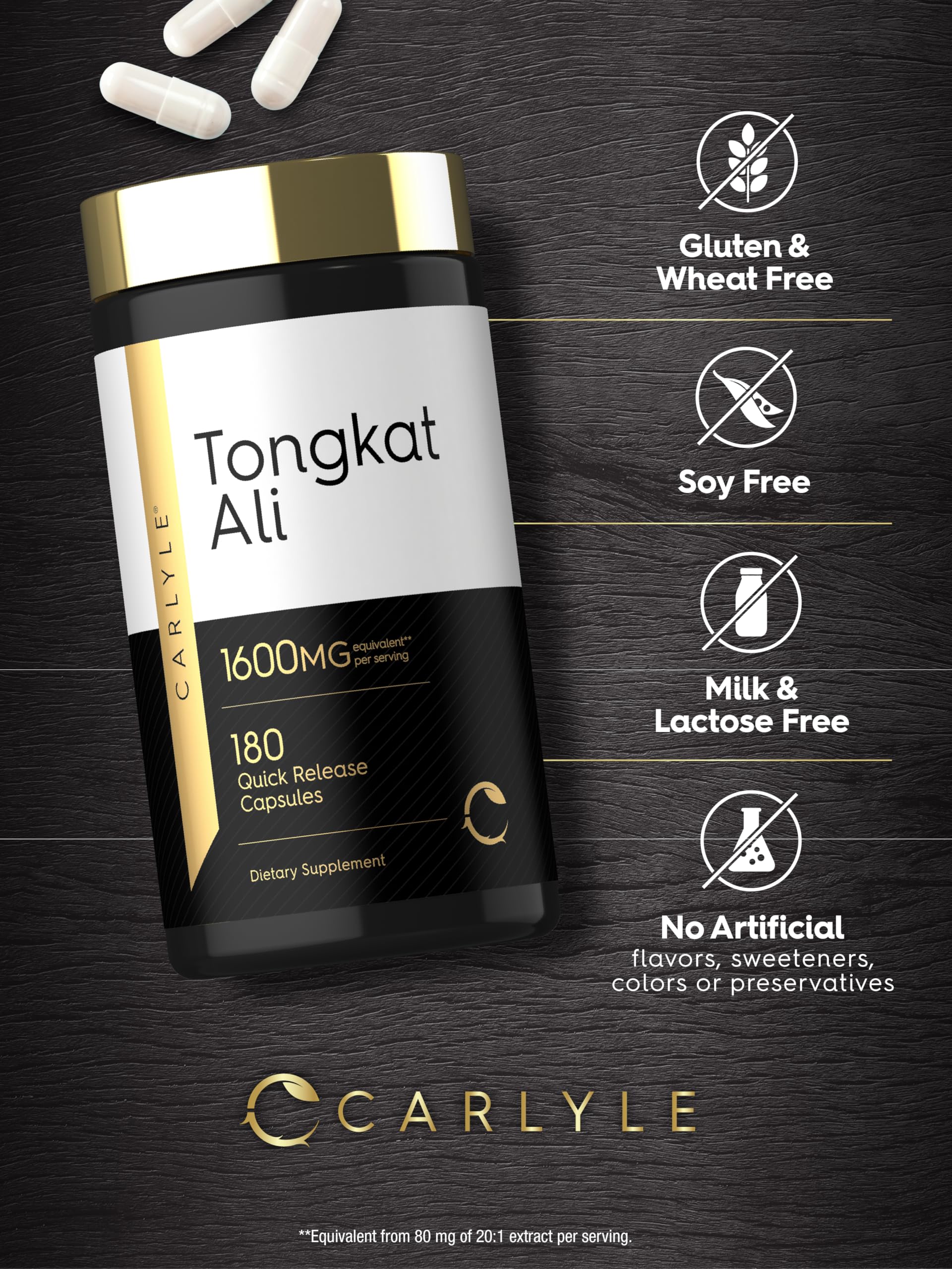 Carlyle Tongkat Ali | 180 Quick Release Capsules | Non-GMO and Gluten Free Supplement Carlyle uk supplements