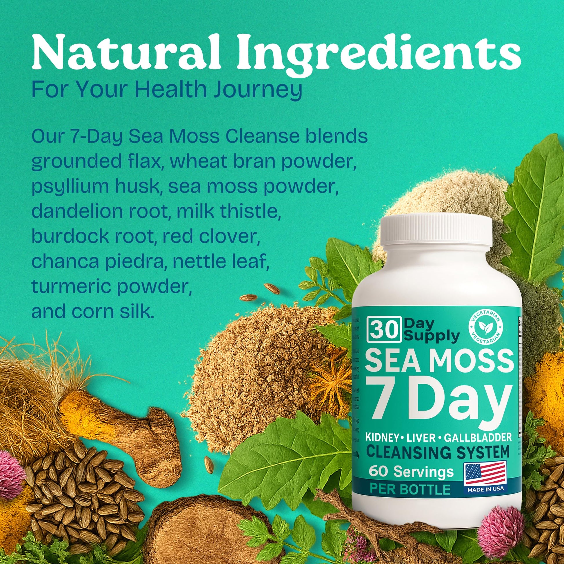 Atlantic Naturals Sea Moss Capsules – 7 Day Herbal Blend for Liver & Gallbladder Wellness – with Dandelion Root, Milk Thistle, Burdock Root, Red Clover & Chanca Piedra – 180 Count Sea Moss Capsules Atlantic Naturals uk supplements