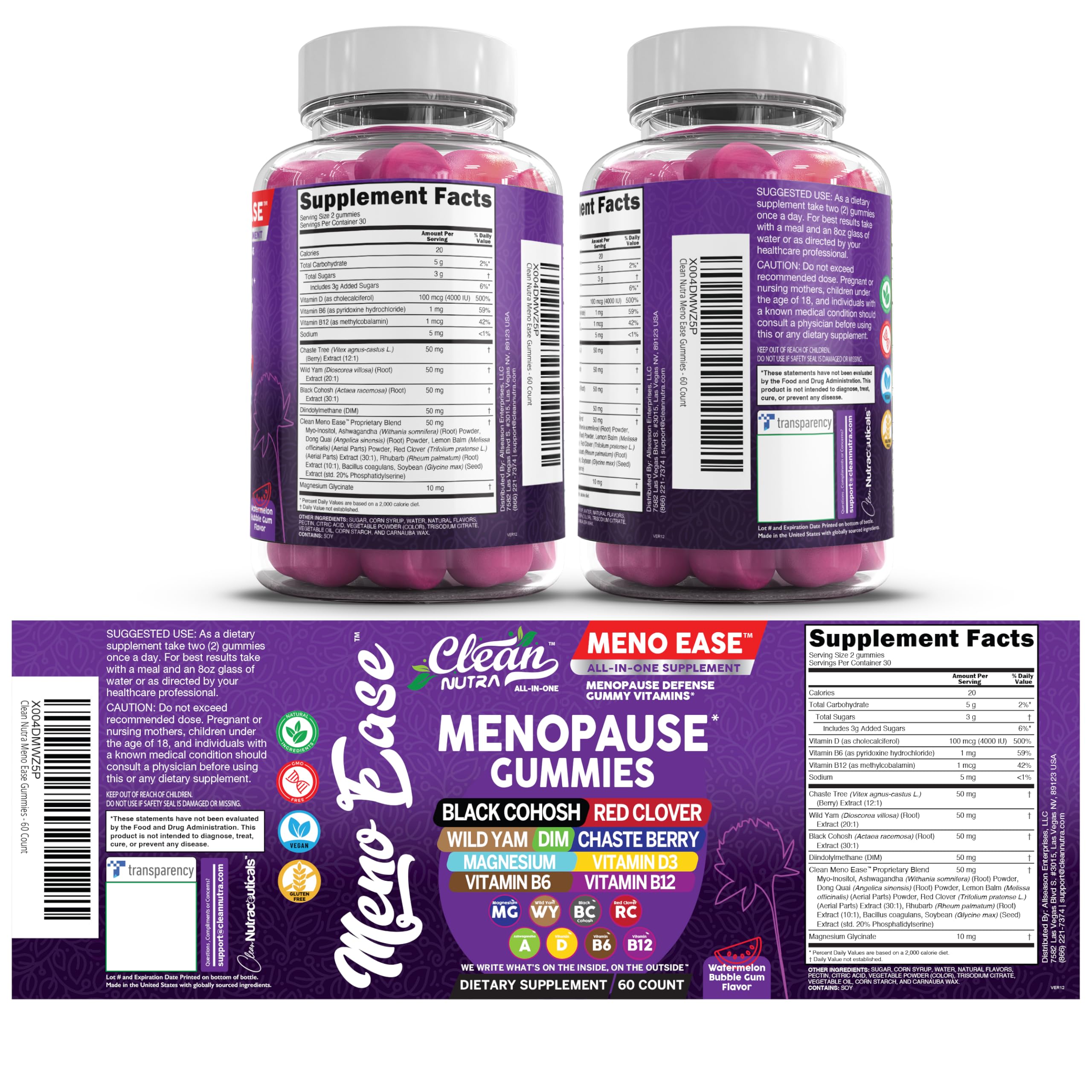 Menopause Supplement for Women Gummies with Black Cohosh, Wild Yam, DIM, Magnesium, Red Clover Chasteberry for Hormone Balance Relief Night Sweats Mood Plus Bergamot, Vitamin D3, Vitamin B6 B12 Clean Nutraceuticals uk supplements