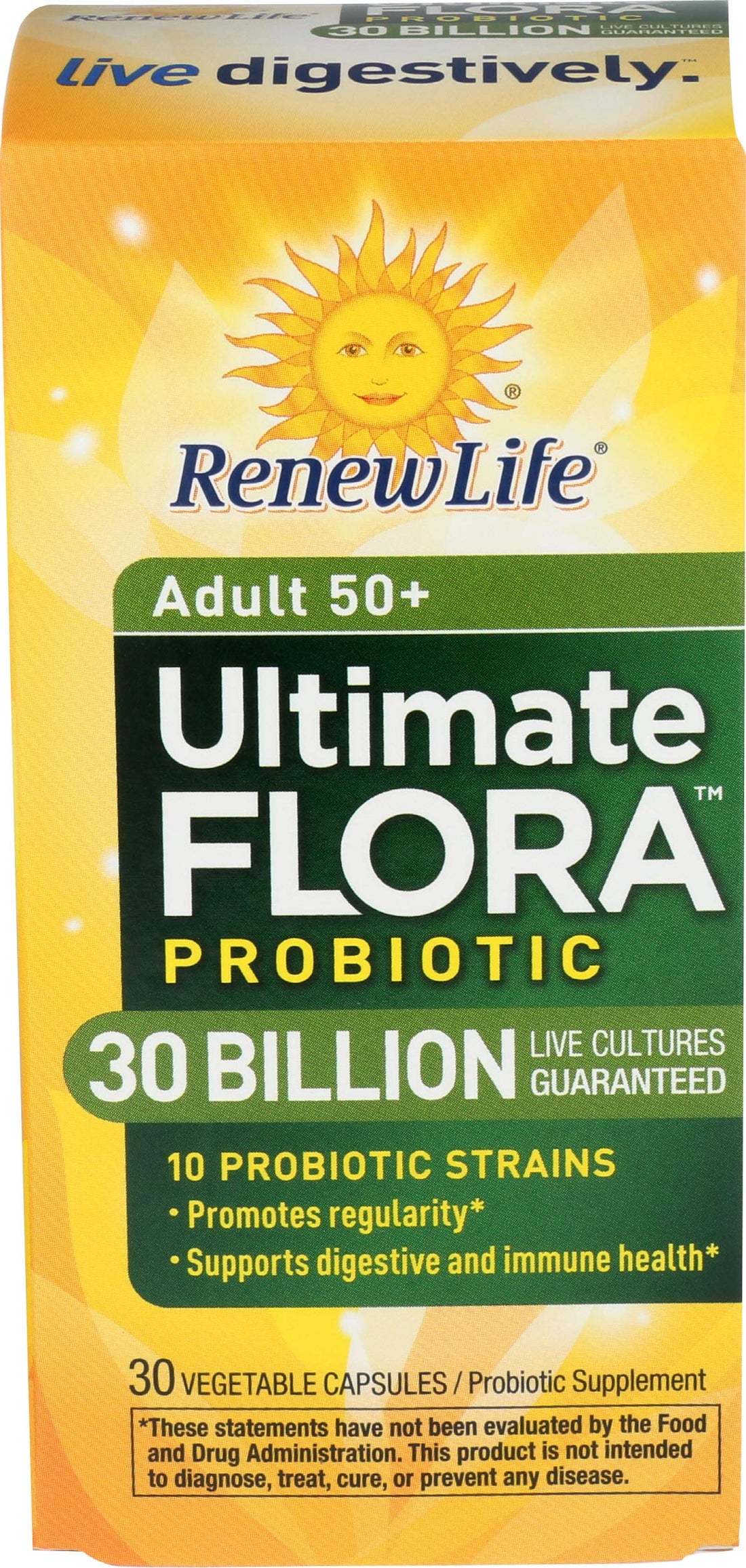 Renew Life Probiotic Adult 50 Plus Probiotic Capsules, Daily Supplement Supports Urinary, Digestive and Immune Health, L. Rhamnosus GG, Dairy, Soy and gluten-free, 30 Billion CFU, 30 Count Renew Life uk supplements