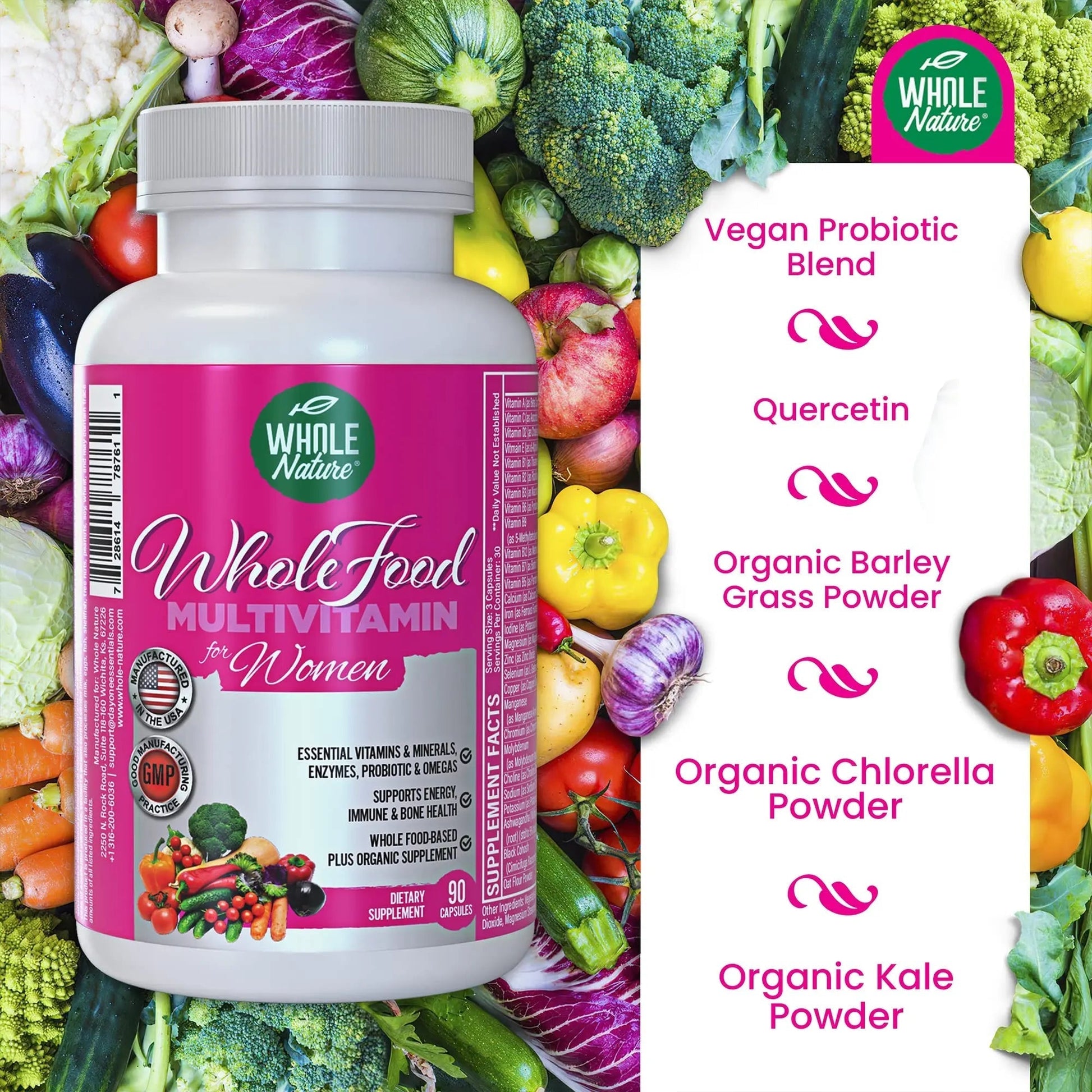 Whole Nature Whole Food Multivitamin for Women Womens Multi Vitamin with Folate, B12 Methyl, Vitamins, Minerals, Probiotics and Omegas Whole Nature uk supplements