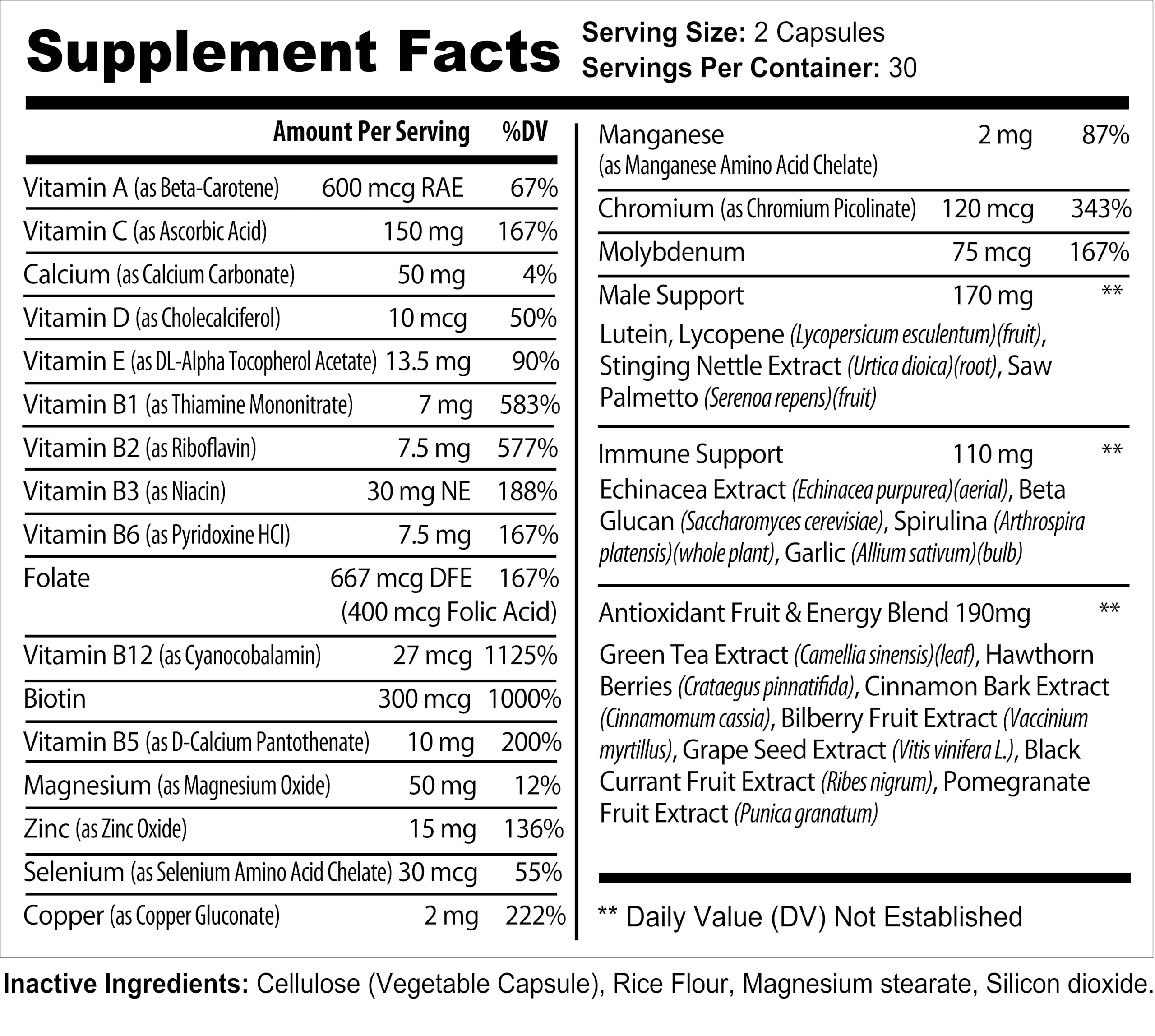 Bradeson Naturals Men's Multivitamin Supplement for Energy, Focus and Performance. Mens Vitamins A, C, D, E & B12, Zinc, Calcium, Magnesium & More. Multi Vitamin 60 Capsules Made in The USA Bradeson Naturals uk supplements
