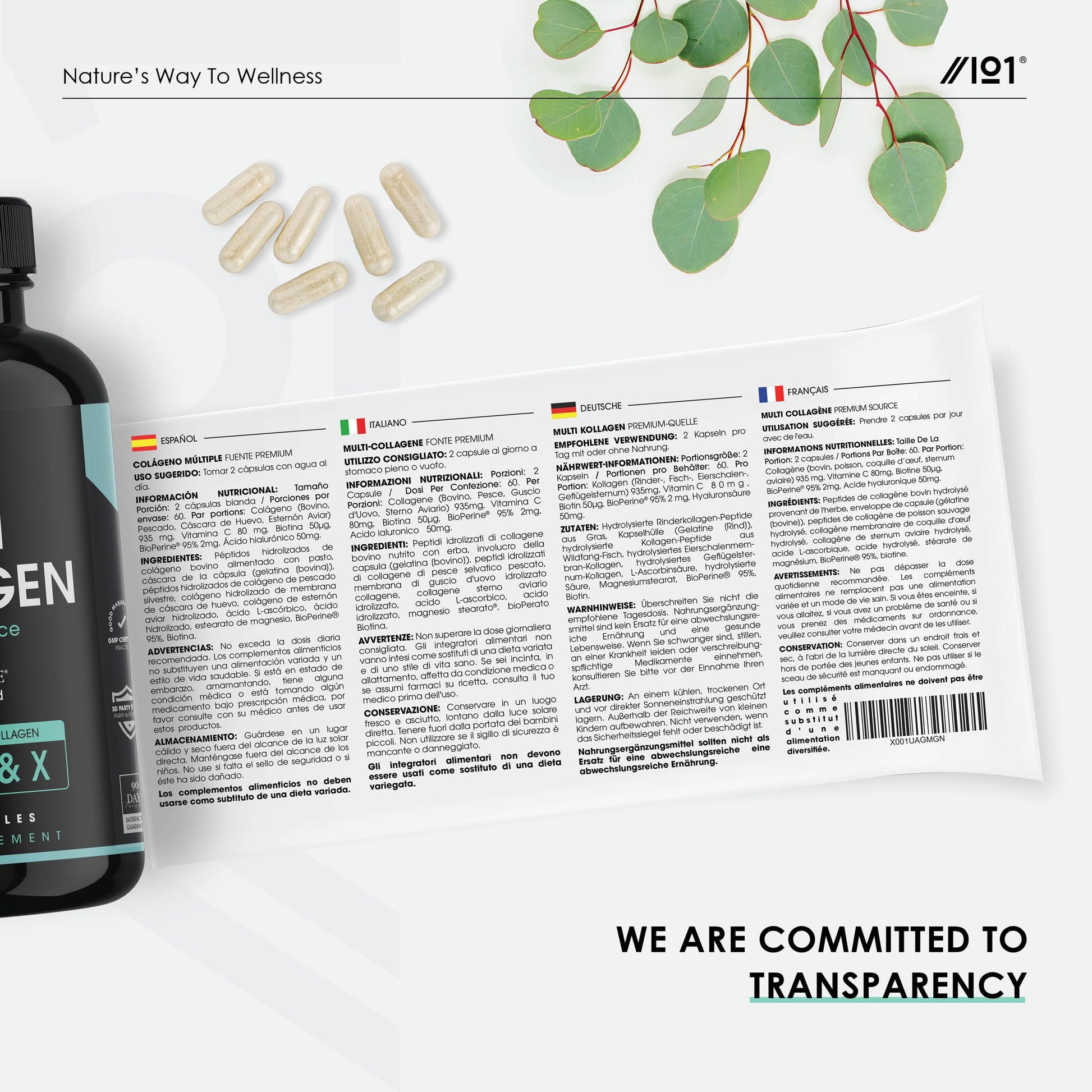 Multi Collagen Capsules - 120 Capsules - Types I, II, III, V & X - Wild Caught Fish, Grass Fed Bovine, Eggshell Revive Naturals uk supplements