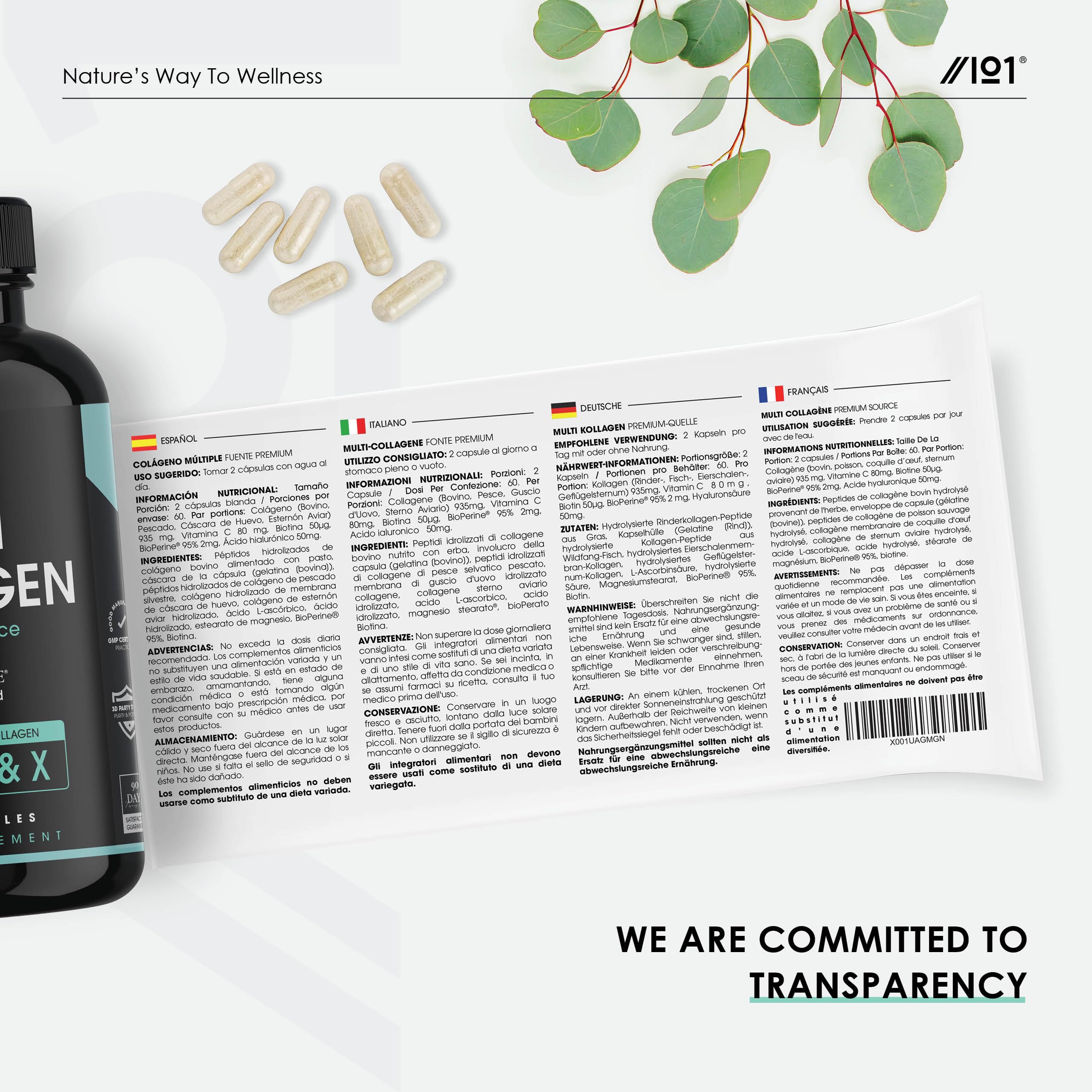 Multi Collagen Capsules - 120 Capsules - Types I, II, III, V & X - Wild Caught Fish, Grass Fed Bovine, Eggshell Revive Naturals uk supplements