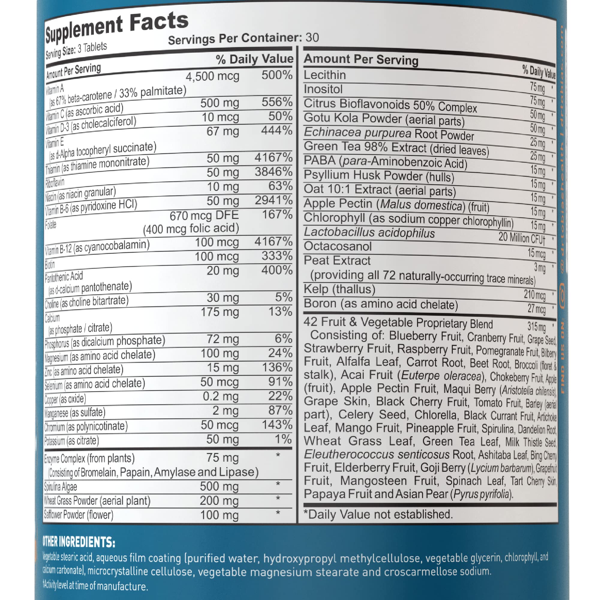 Dr. Tobias Adult Multivitamin for Women & Men, Immune Supporting Vitamins from 42 Fruits, Vegetables, Plus Probiotics, Vegan Multivitamins Dr. Tobias uk supplements
