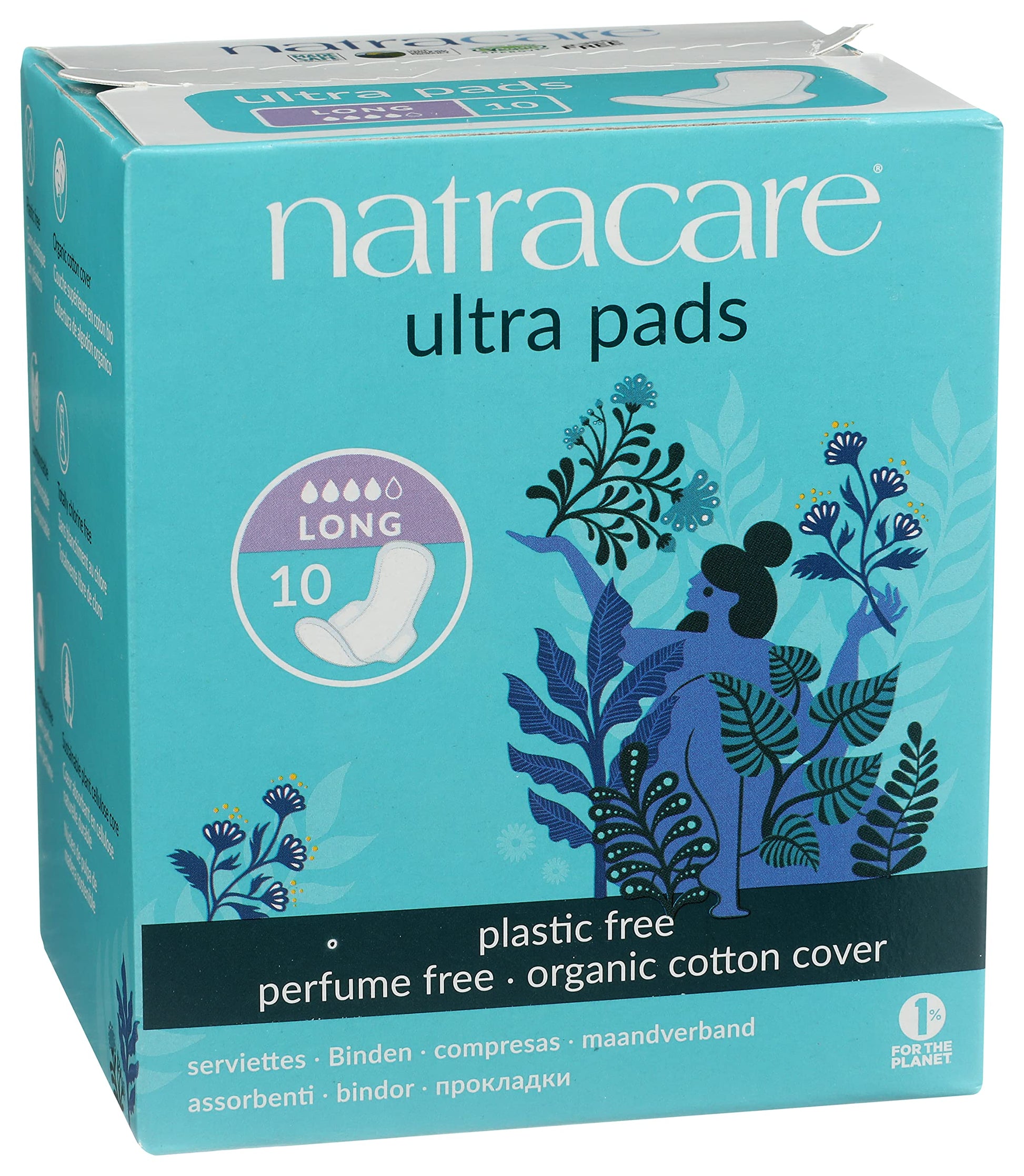Natracare Slim Fitting Ultra Pads with Wings, Long, Made with Certified Organic Cotton NATRACARE uk supplements