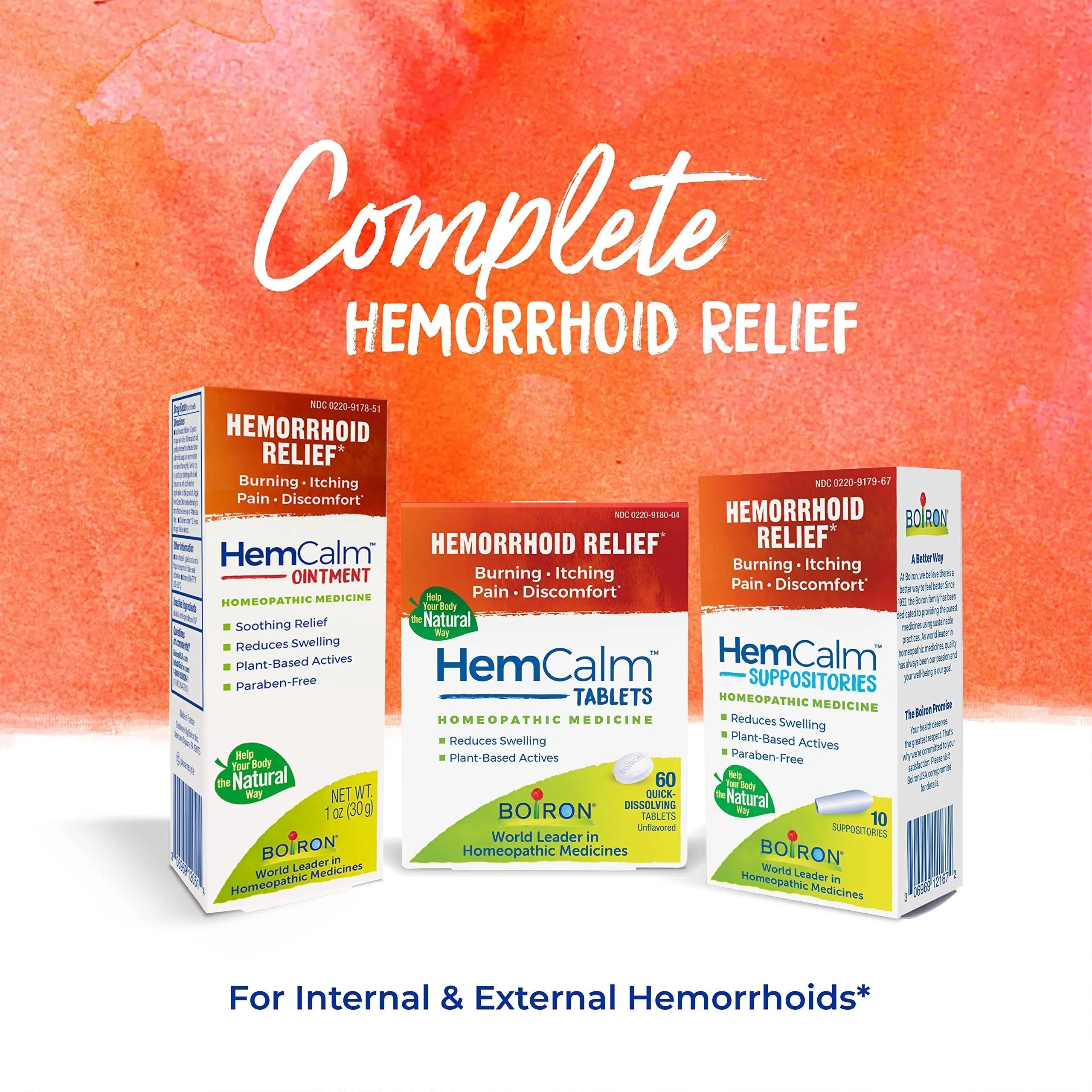 Boiron HemCalm Tablets for Hemorrhoid Relief of Pain, Itching, Swelling or Discomfort - 60 Count Boiron uk supplements