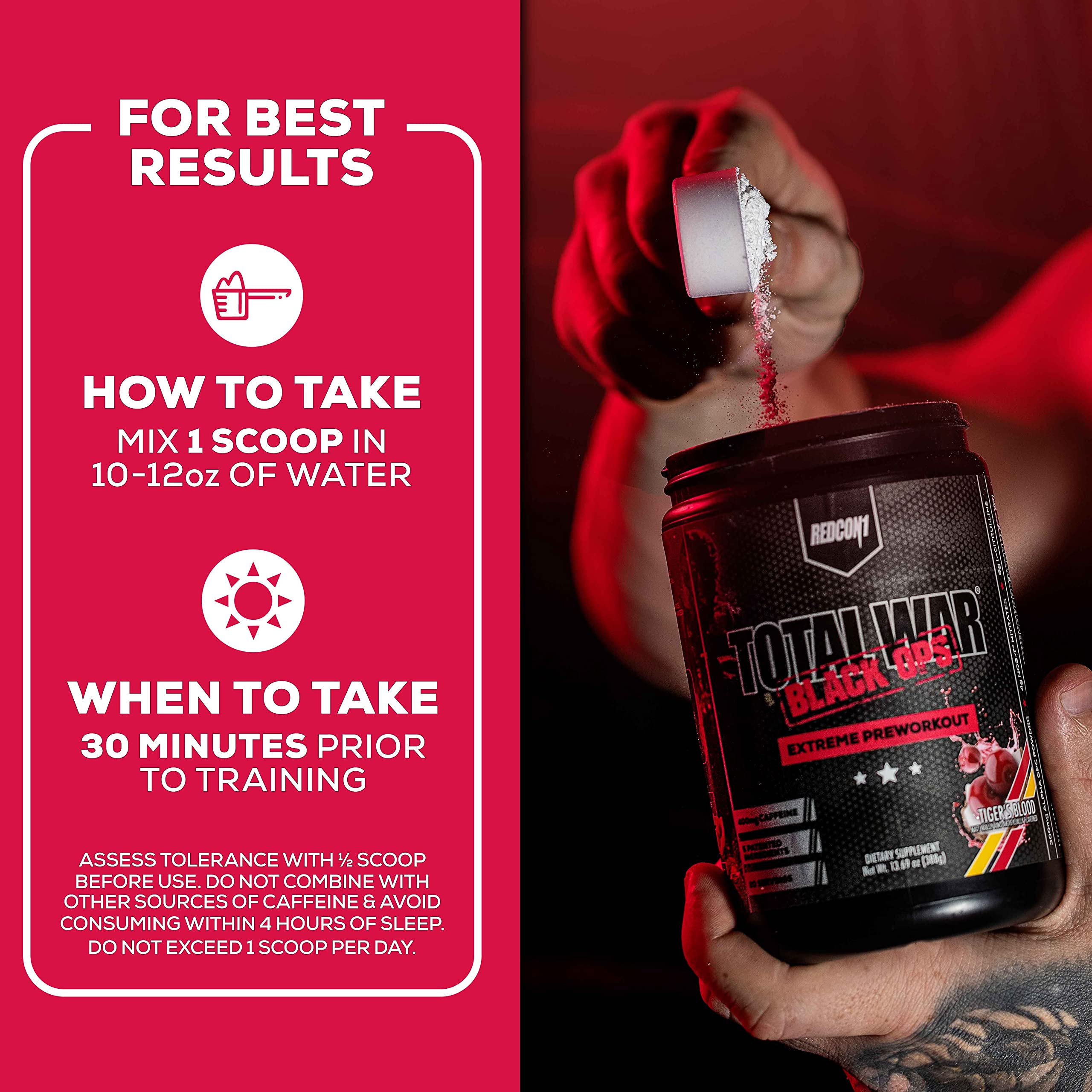 REDCON1 Total War Black Ops Extreme Preworkout Powder, Tigers Blood, High Stimulant REDCON1 uk supplements
