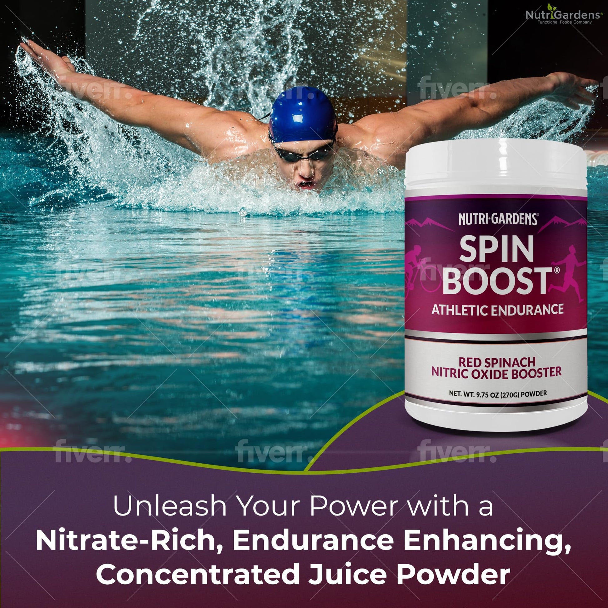 Nutrigardens Spin Boost Nitric Oxide Red Spinach Nitrate Pre-Workout Powder Concentrated Nutrigardens uk supplements