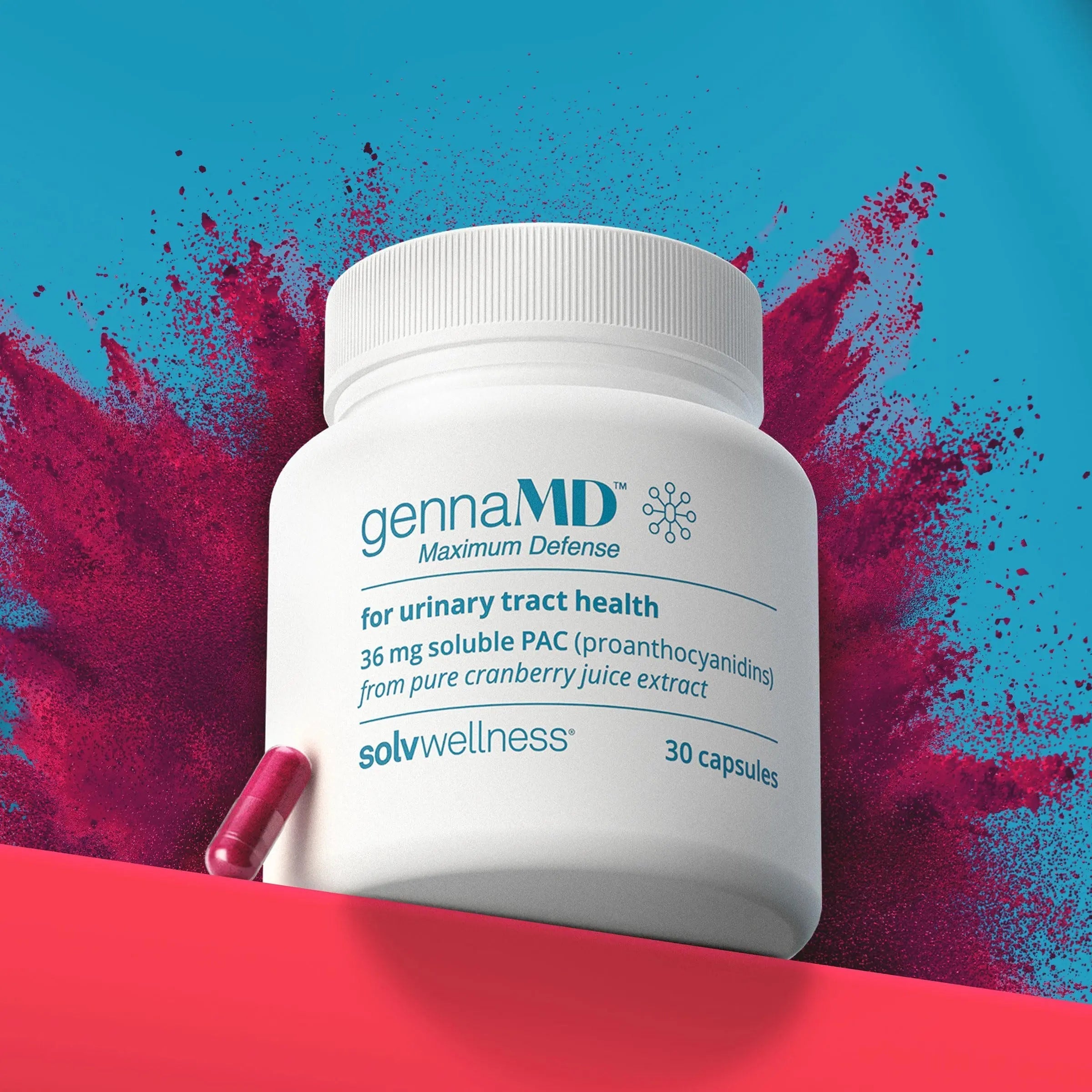 Solv Wellness GennaMD - Maximum UTI Defense - 36 mg Soluble PAC from 100% Cranberry Juice Extract - Highest PAC Concentration in a Small, Easy-to-Swallow Capsule - 30 Capsules Solv Wellness uk supplements