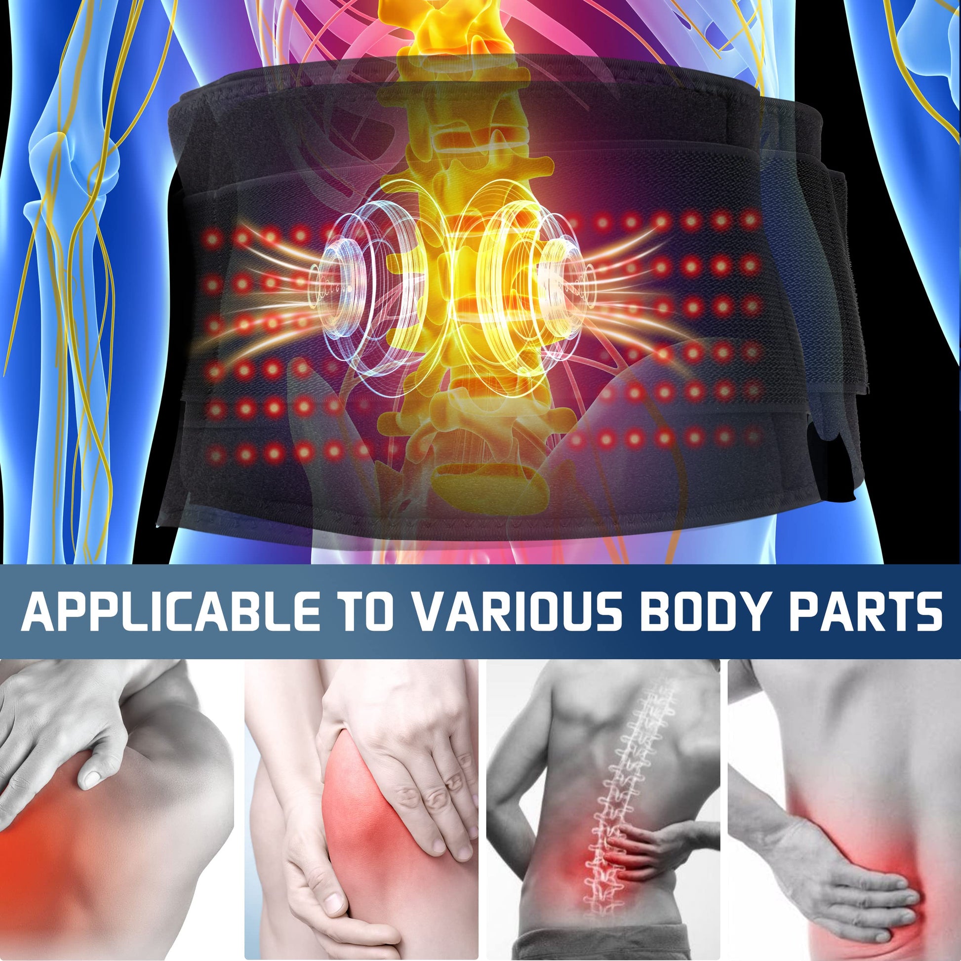 Infrared Red Light Therapy Belt:LED Lamp Vibration Near Body Pain Relief Device Wrap Red Fellibay uk supplements