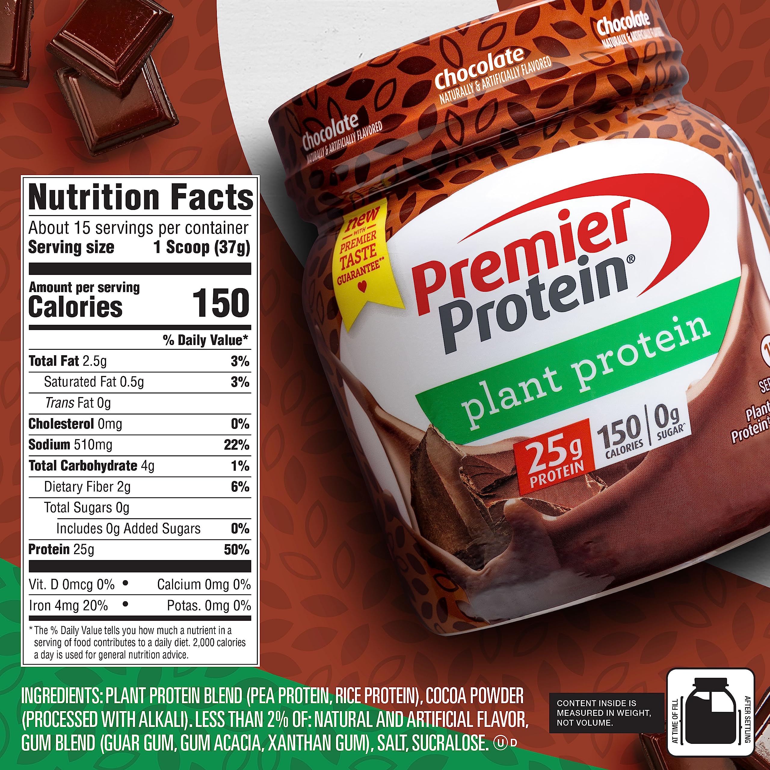 Premier Protein Powder Plant Protein, Chocolate, 25g Plant-Based Protein, 0g Sugar Premier Protein uk supplements