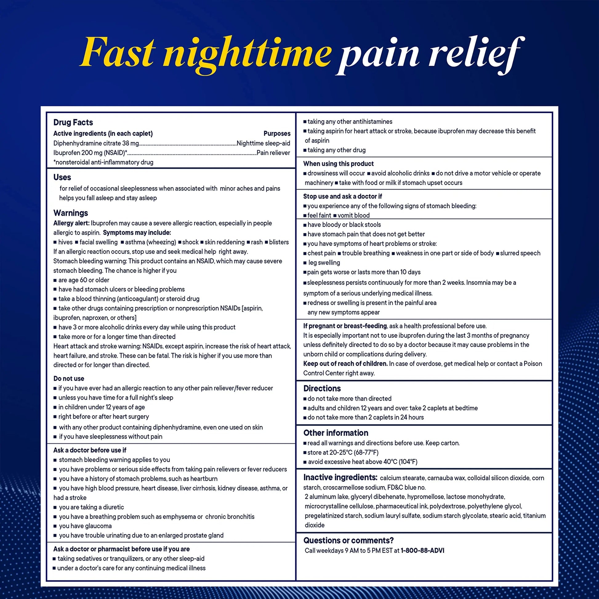 Advil PM Pain Reliever and Nighttime Sleep Aid, Pain Medicine with Ibuprofen for Pain Relief and Diphenhydramine Citrate for a Sleep Aid - 40 Coated Caplets Advil uk supplements