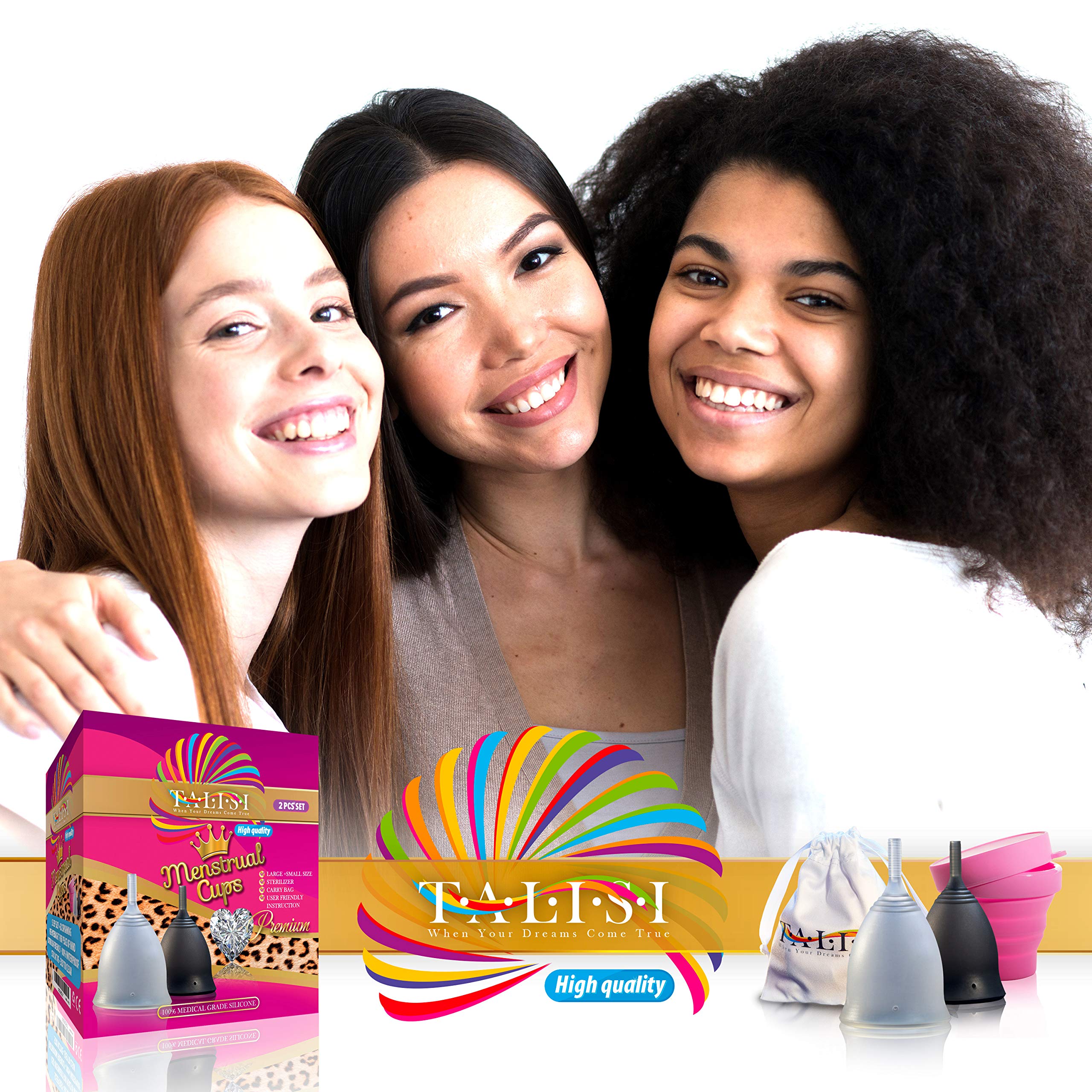 Talisi Soft Menstrual Cups Set of 2 - Reusable Period Cup for Women with Collapsible Case Holder Sterilizer TALISI WHEN YOUR DREAMS COME TRUE uk supplements