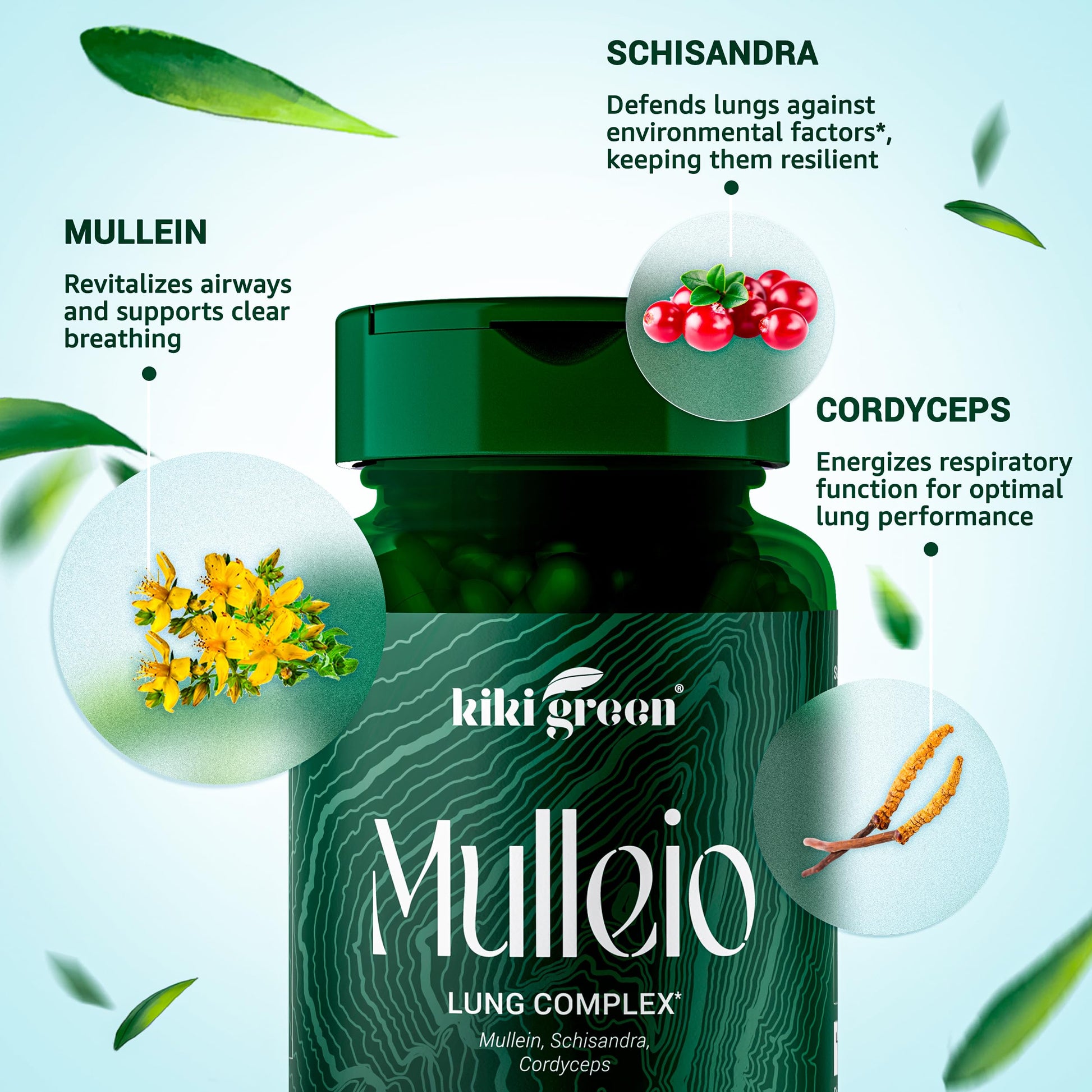 KIKI Green MULLEIO Lung Health Capsules: Herbal Supplement for Lung Cleanse, Better KIKI Green uk supplements